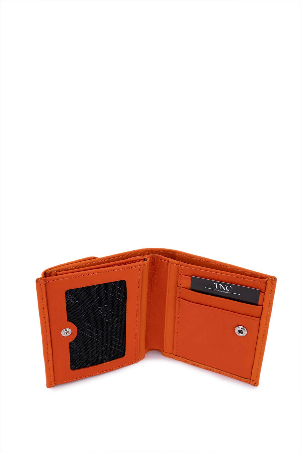 Tamer Tanca Unisex Hakiki Deri Turuncu Cüzdan Cuzdan
