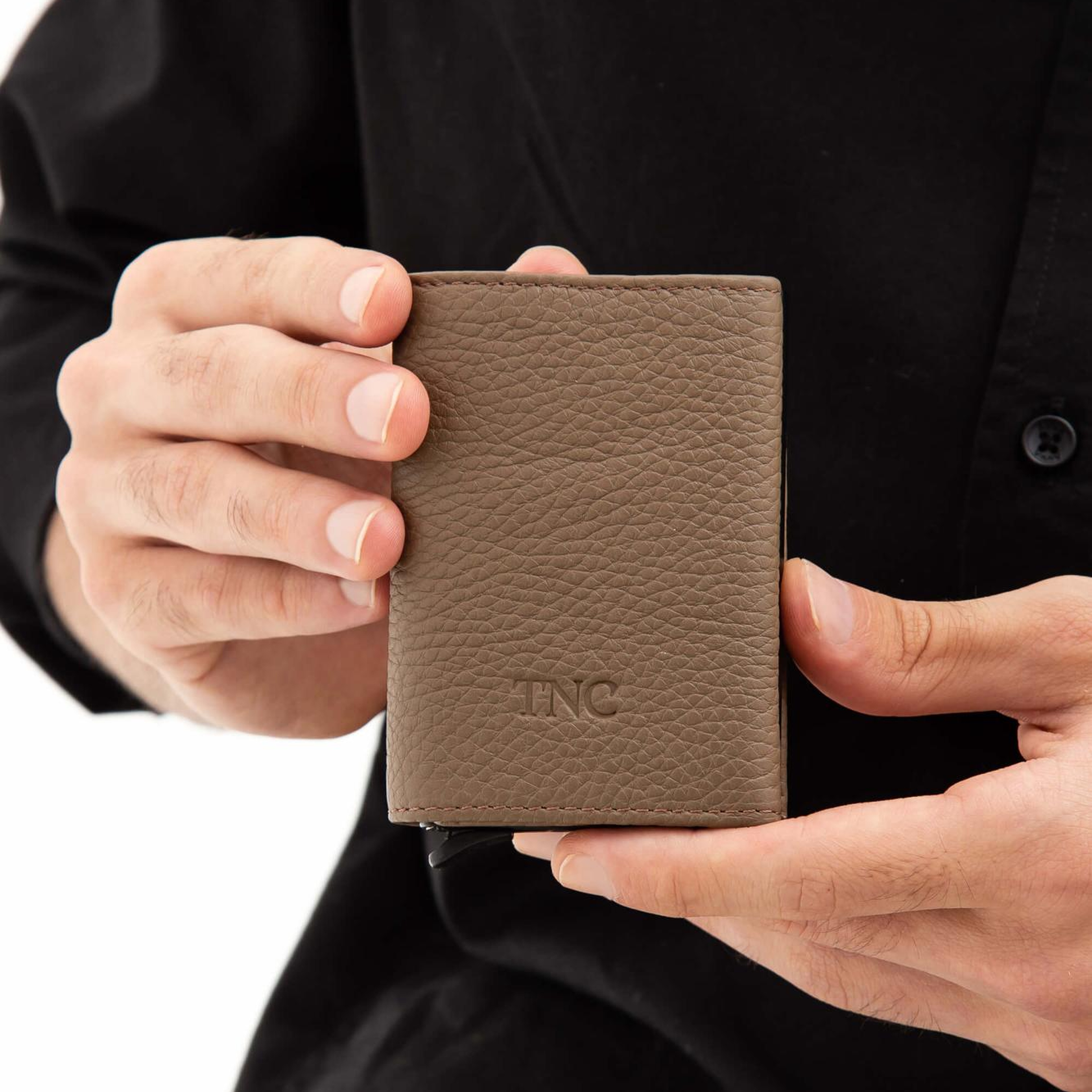 Tamer Tanca Erkek Hakiki Deri Bej Kartlık