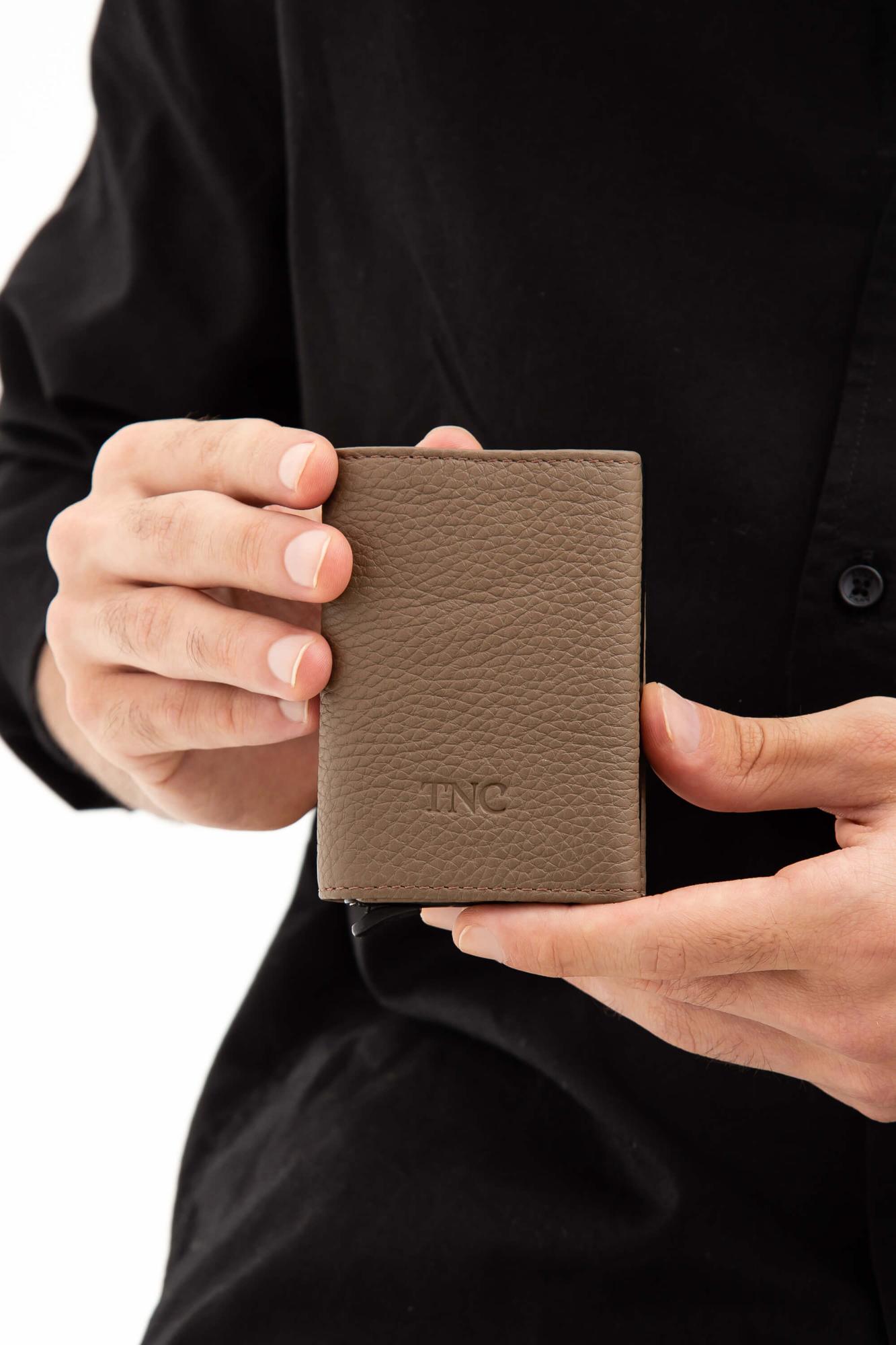 Tamer Tanca Erkek Hakiki Deri Bej Kartlık