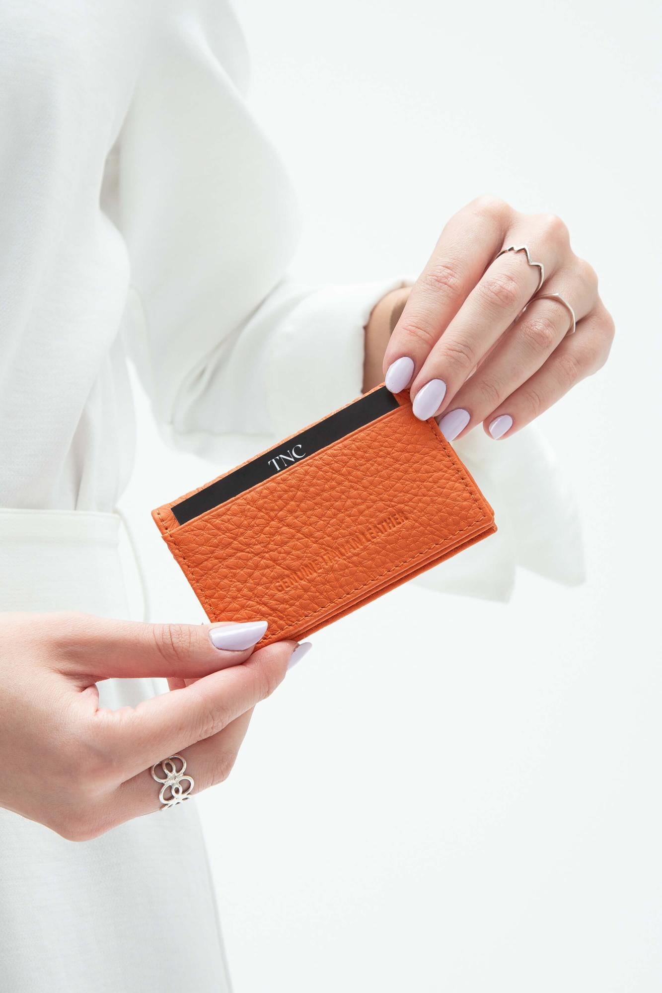 Tamer Tanca Erkek Hakiki Deri Turuncu Kartlık