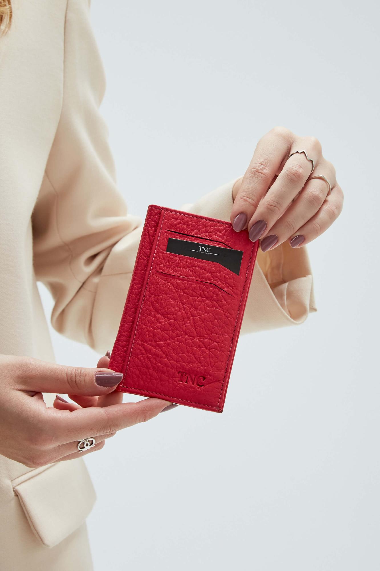 Tamer Tanca Erkek Hakiki Deri Fuşya Kartlık