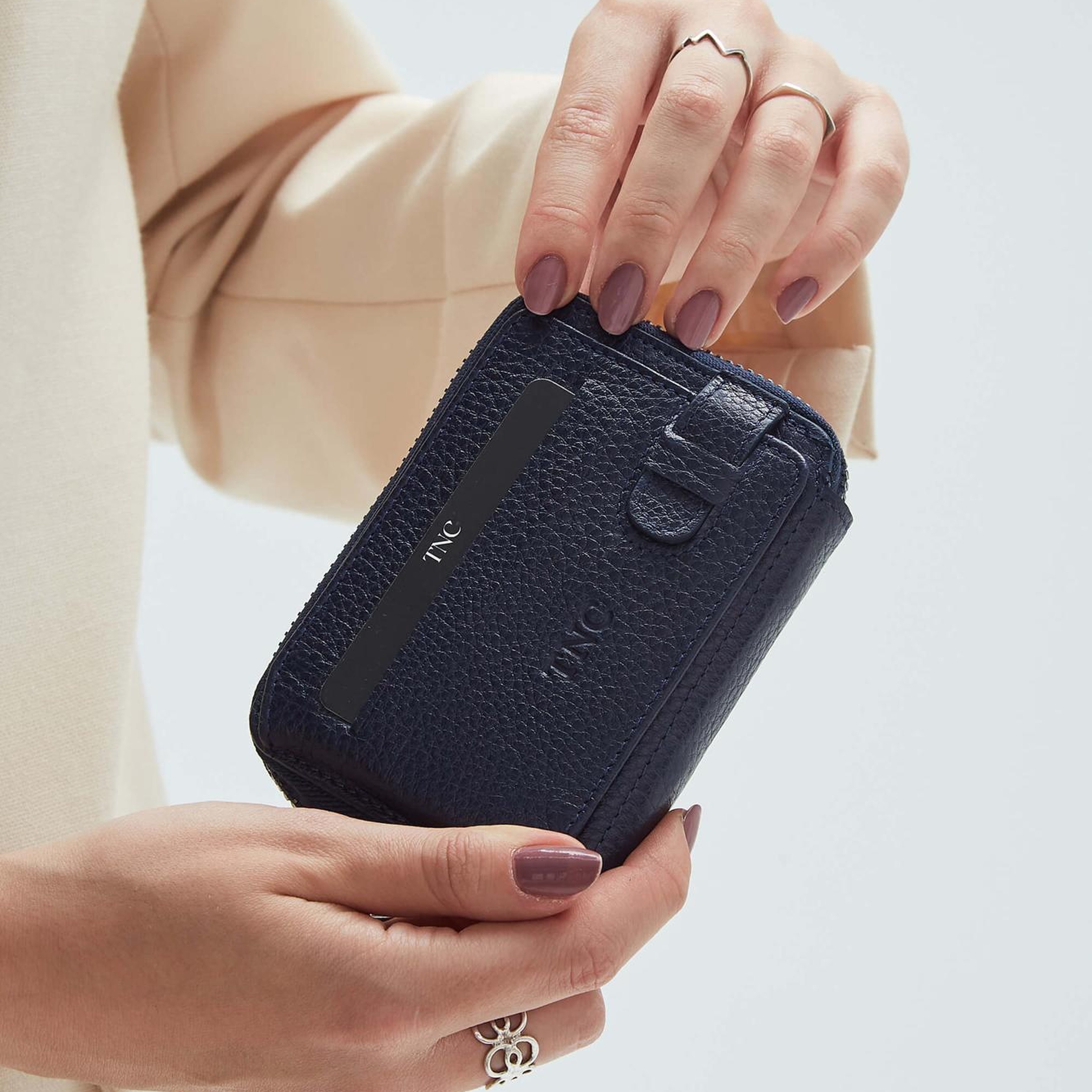 Tamer Tanca Erkek Hakiki Deri Lacivert Kartlık