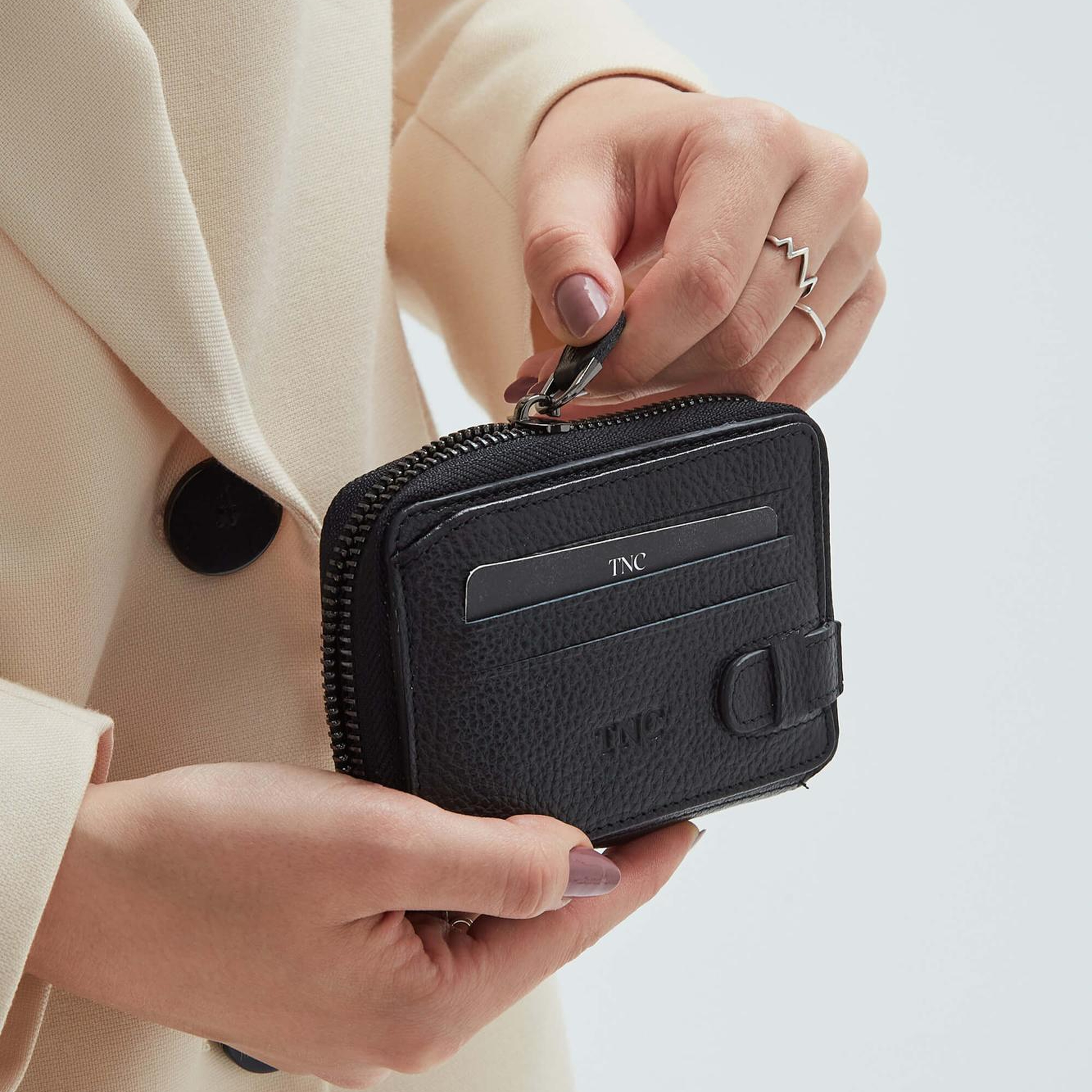 Tamer Tanca Erkek Hakiki Deri Siyah Floter Kartlık