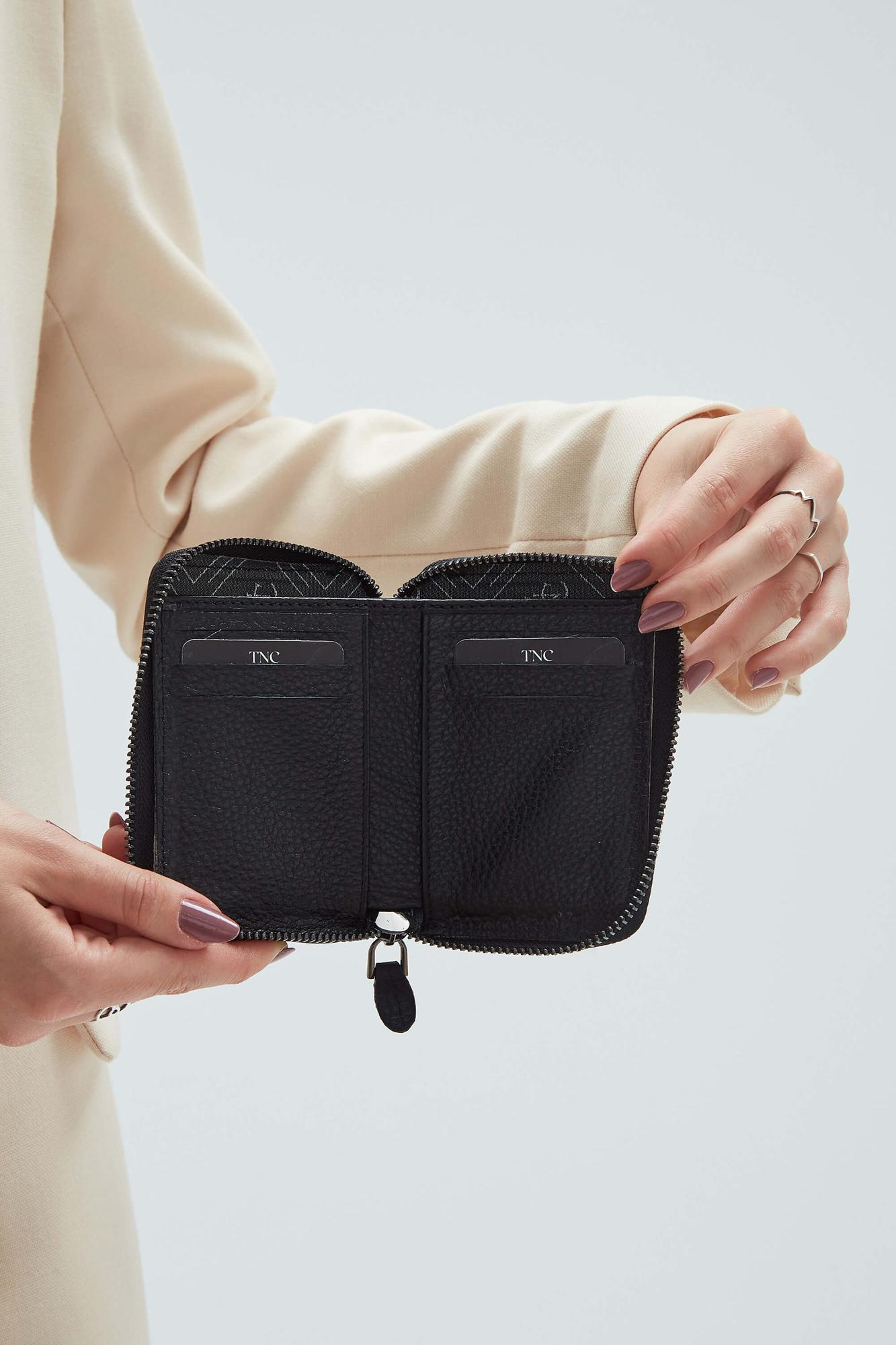 Tamer Tanca Erkek Hakiki Deri Siyah Floter Kartlık