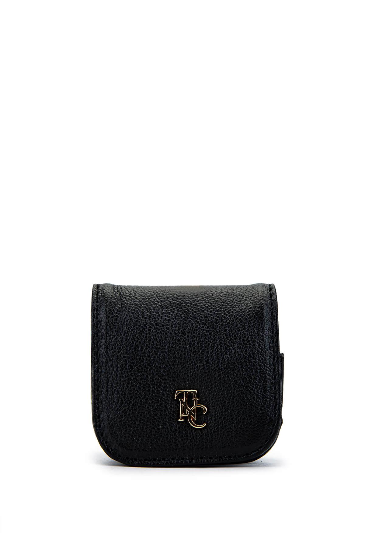 Tamer Tanca Unisex Hakiki Deri Siyah Havyar Airpodsluk Cuzdan