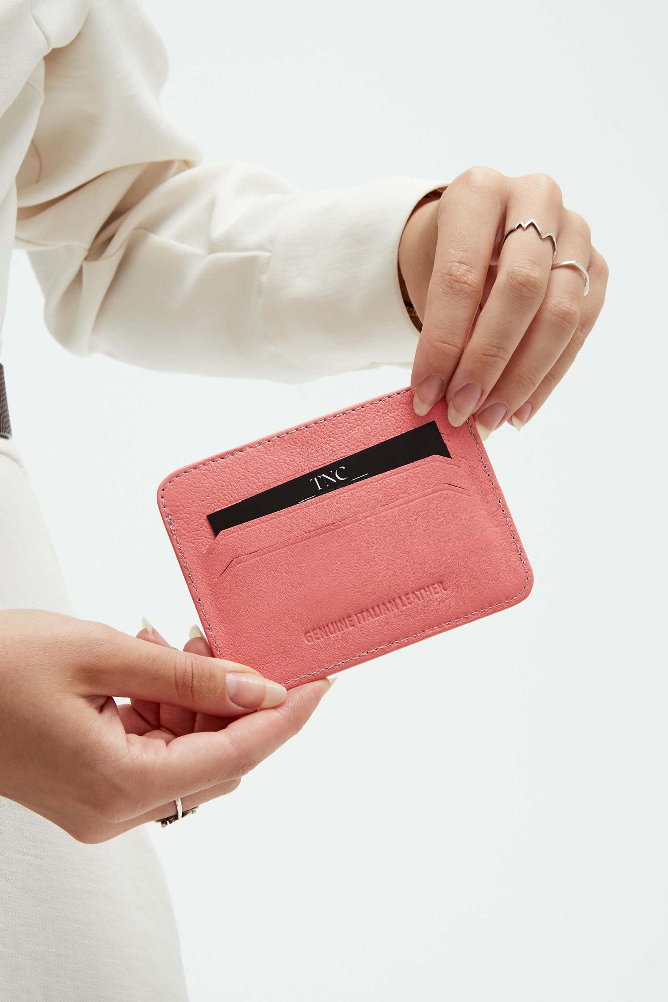 Tamer Tanca Unisex Hakiki Deri Açık Pembe Kartlık