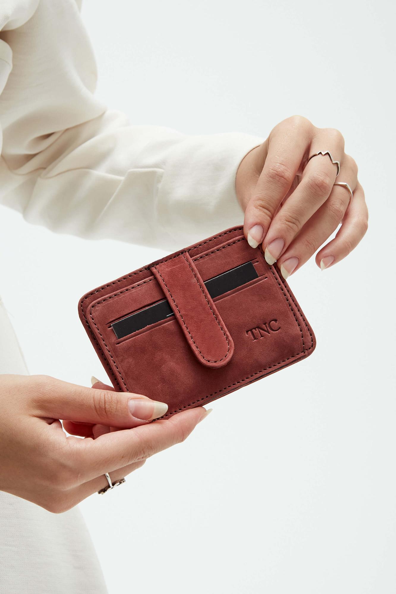 Tamer Tanca Unisex Hakiki Deri Bordo Kartlık