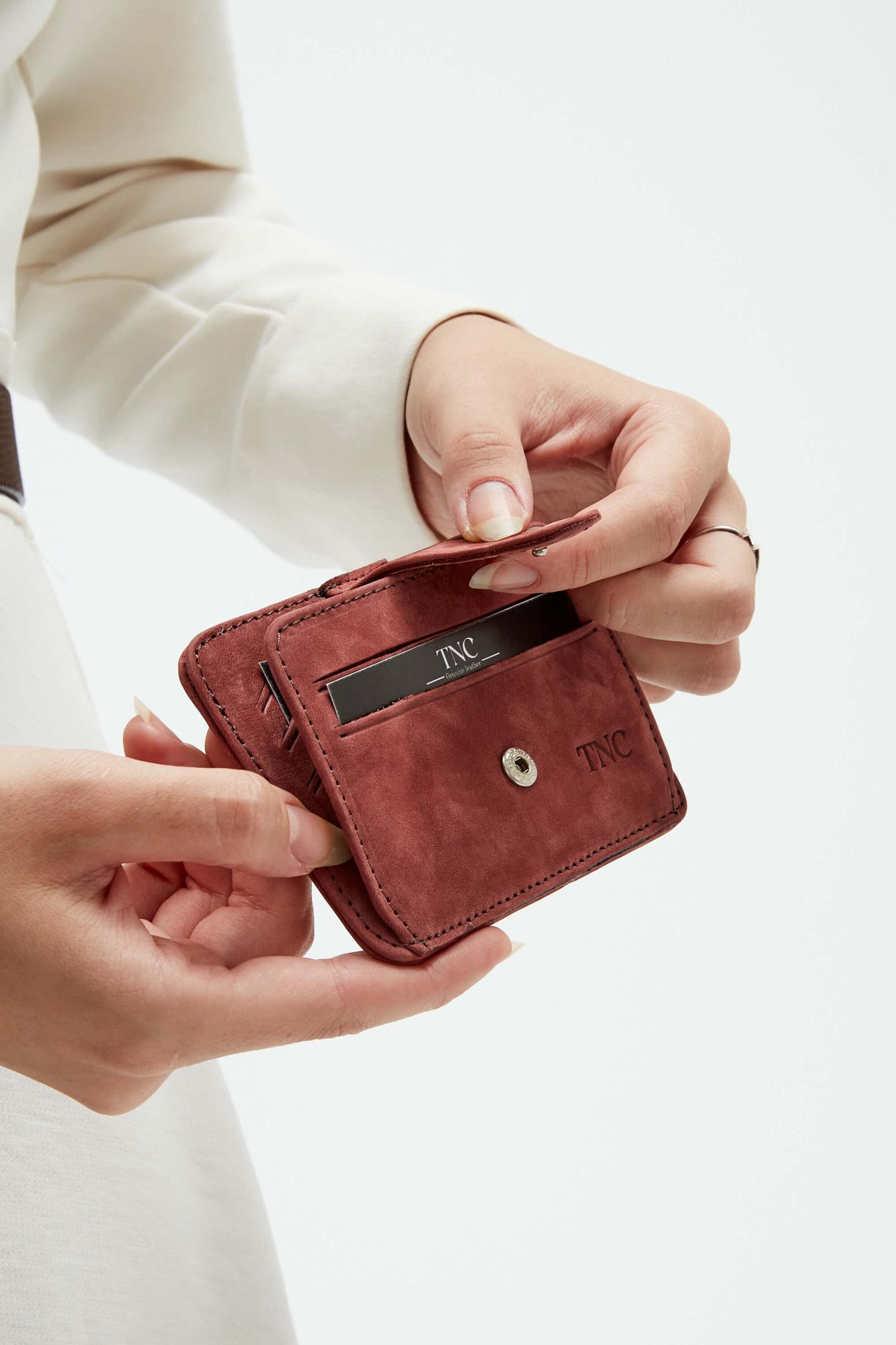 Tamer Tanca Unisex Hakiki Deri Bordo Kartlık