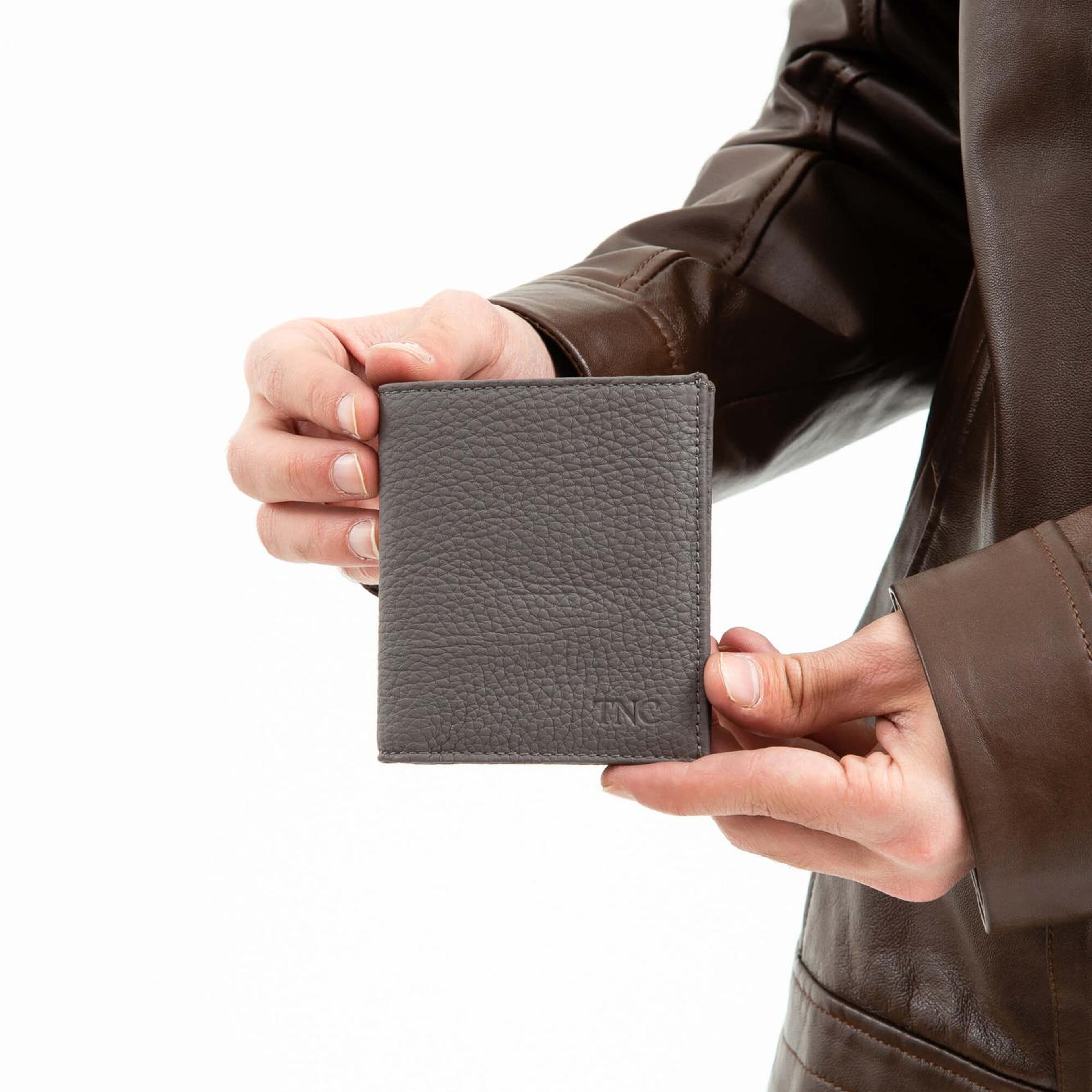 Tamer Tanca Erkek Hakiki Deri Gri Cüzdan Cuzdan