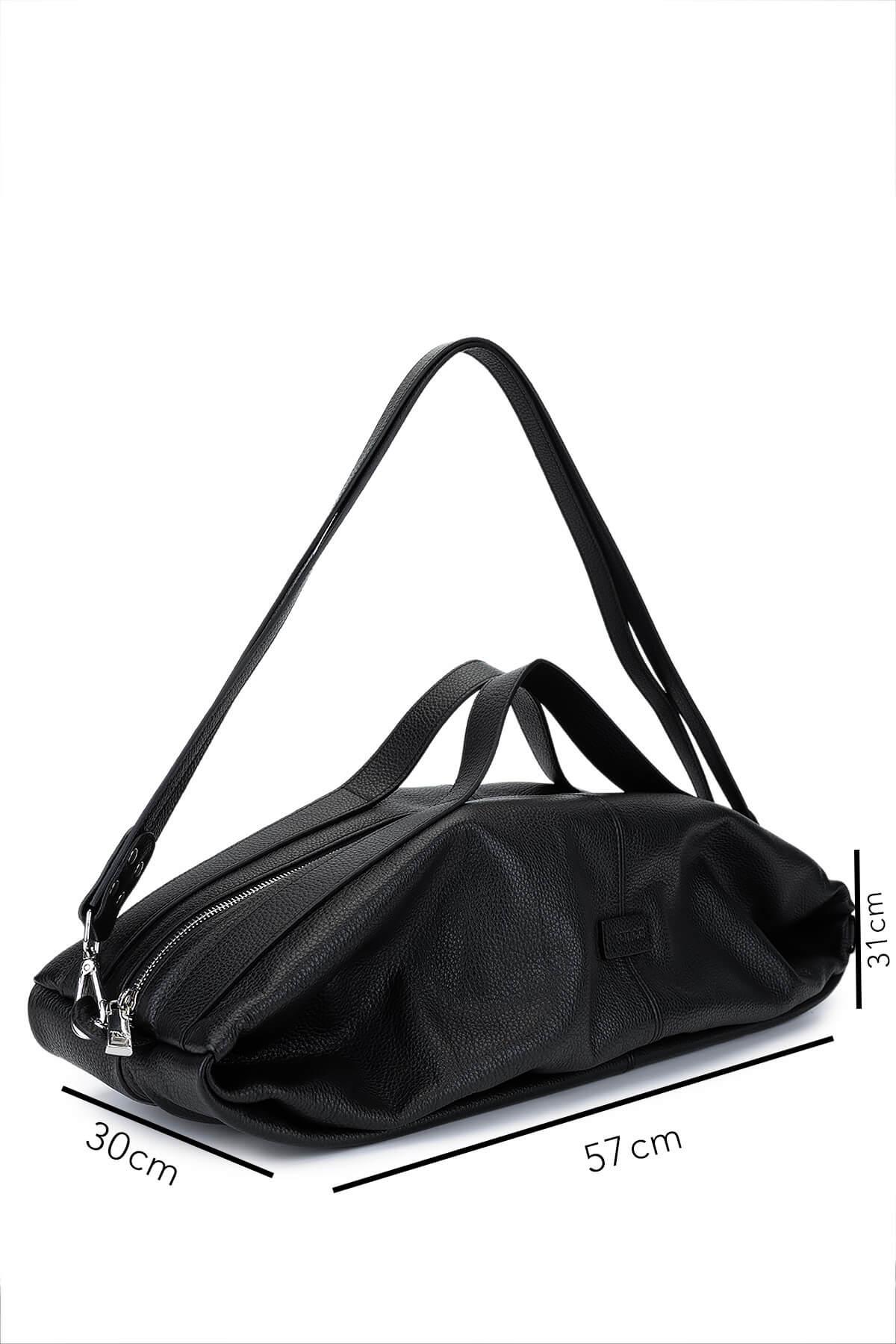 Tamer Tanca Unisex Hakiki Deri Siyah Floter Sırt Çantası