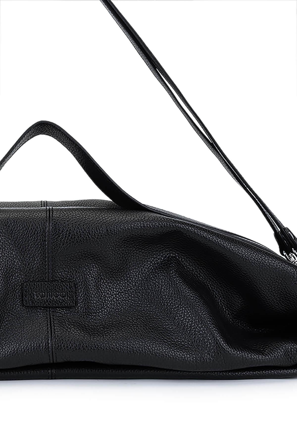 Tamer Tanca Unisex Hakiki Deri Siyah Floter Sırt Çantası