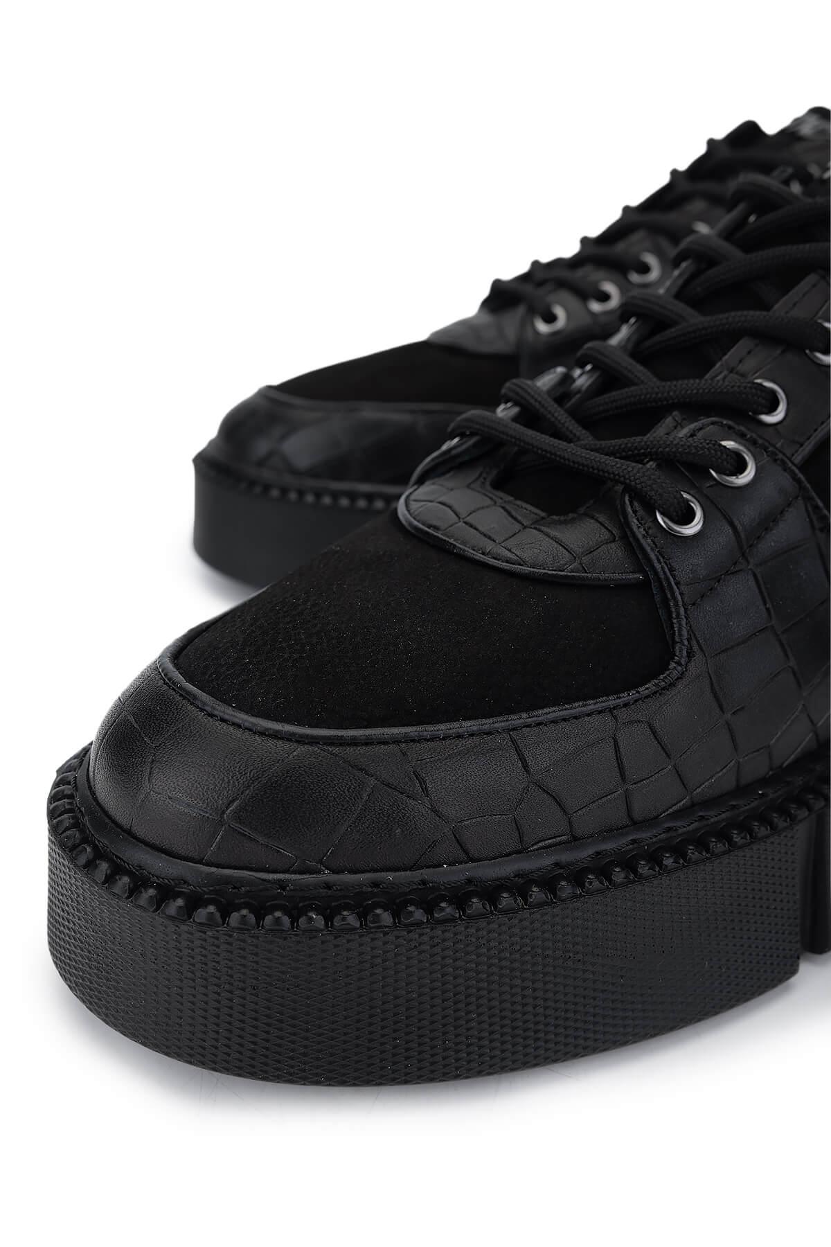 Tamer Tanca Erkek Hakiki Deri Siyah Sneakers & Spor Ayakkabı