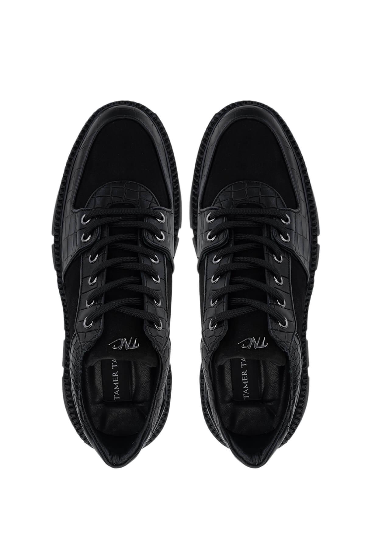 Tamer Tanca Erkek Hakiki Deri Siyah Sneakers & Spor Ayakkabı