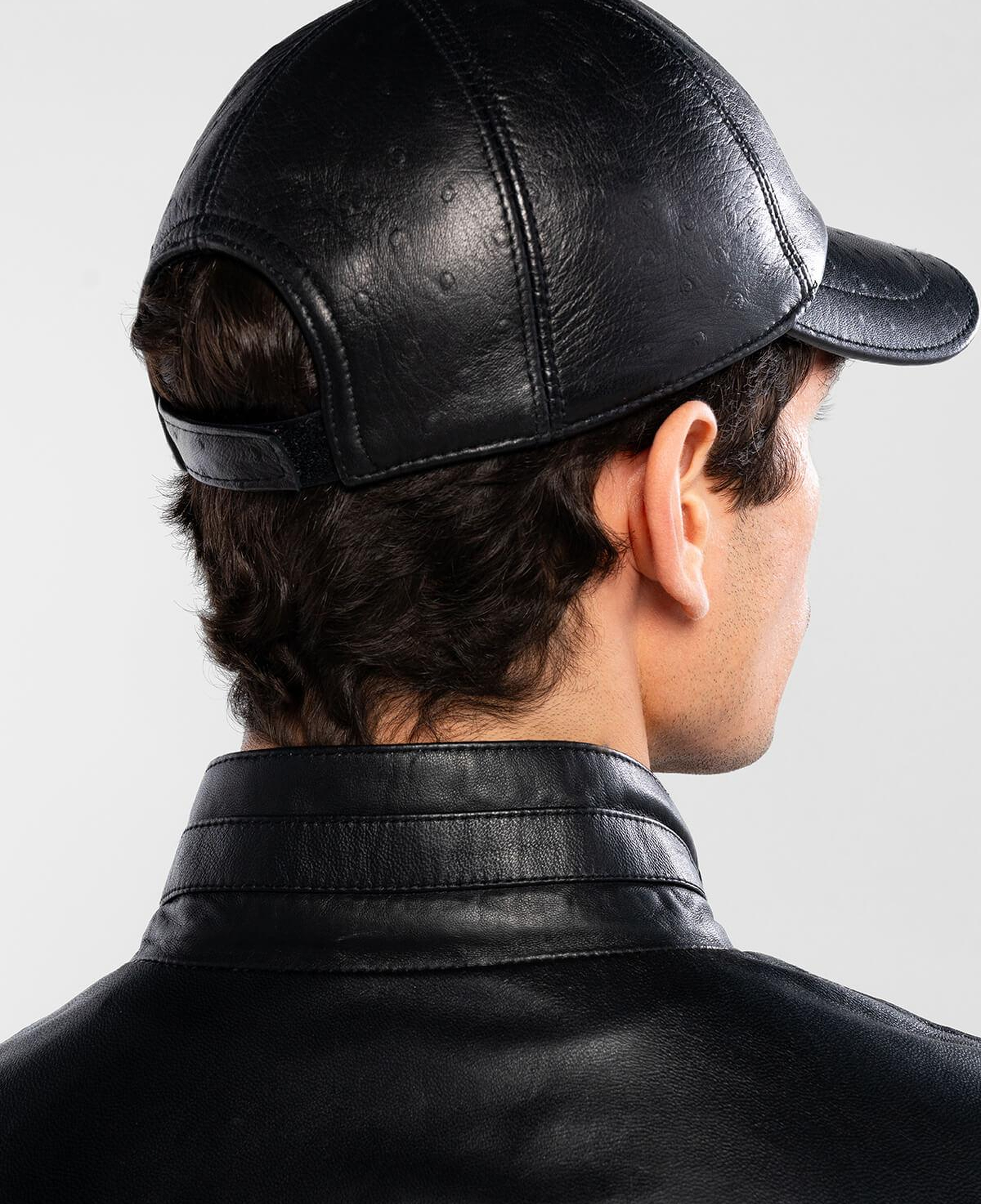 Tamer Tanca Erkek Hakiki Deri Siyah Devekuşu Şapka