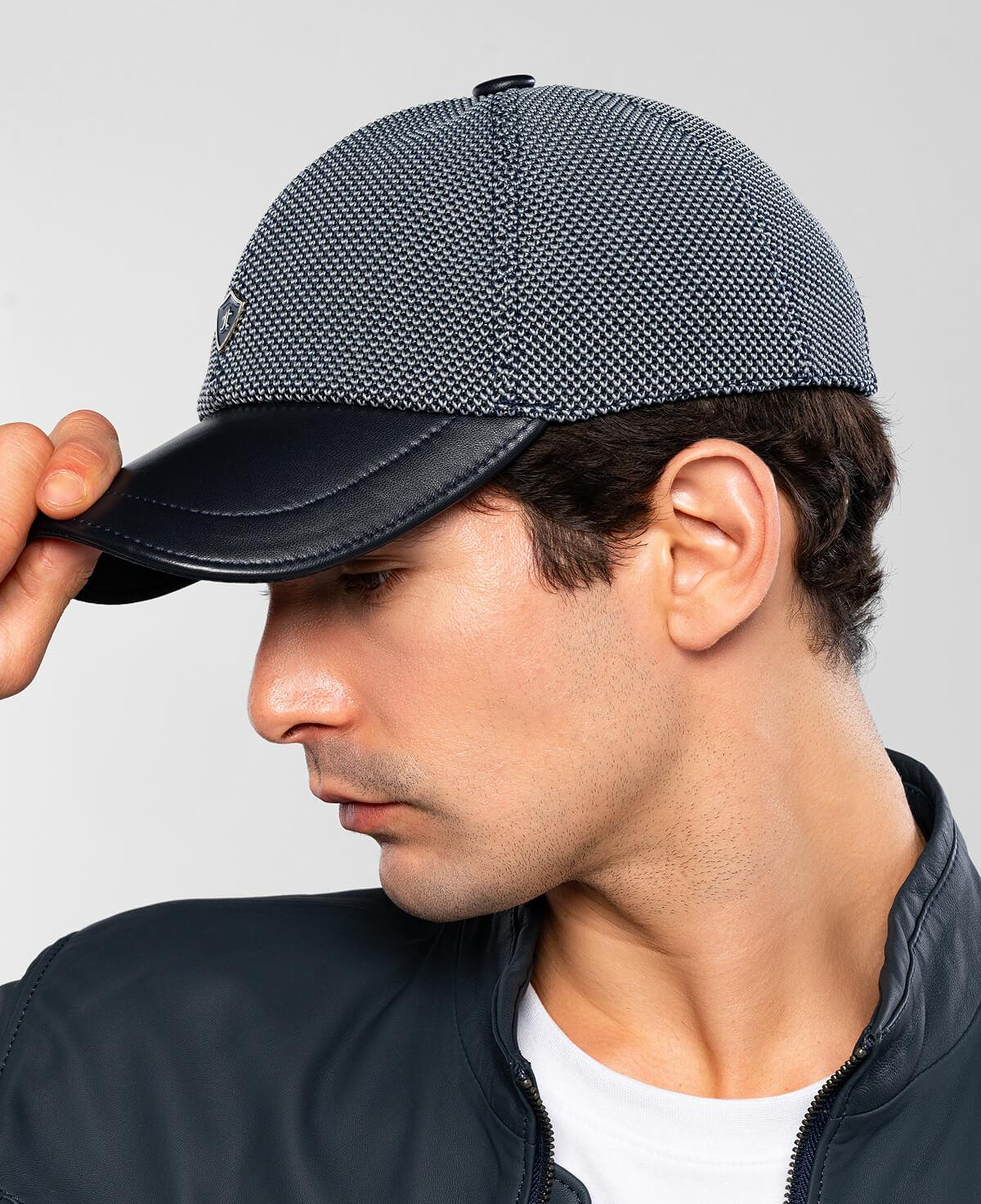 Tamer Tanca Erkek Hakiki Deri Lacivert Şapka