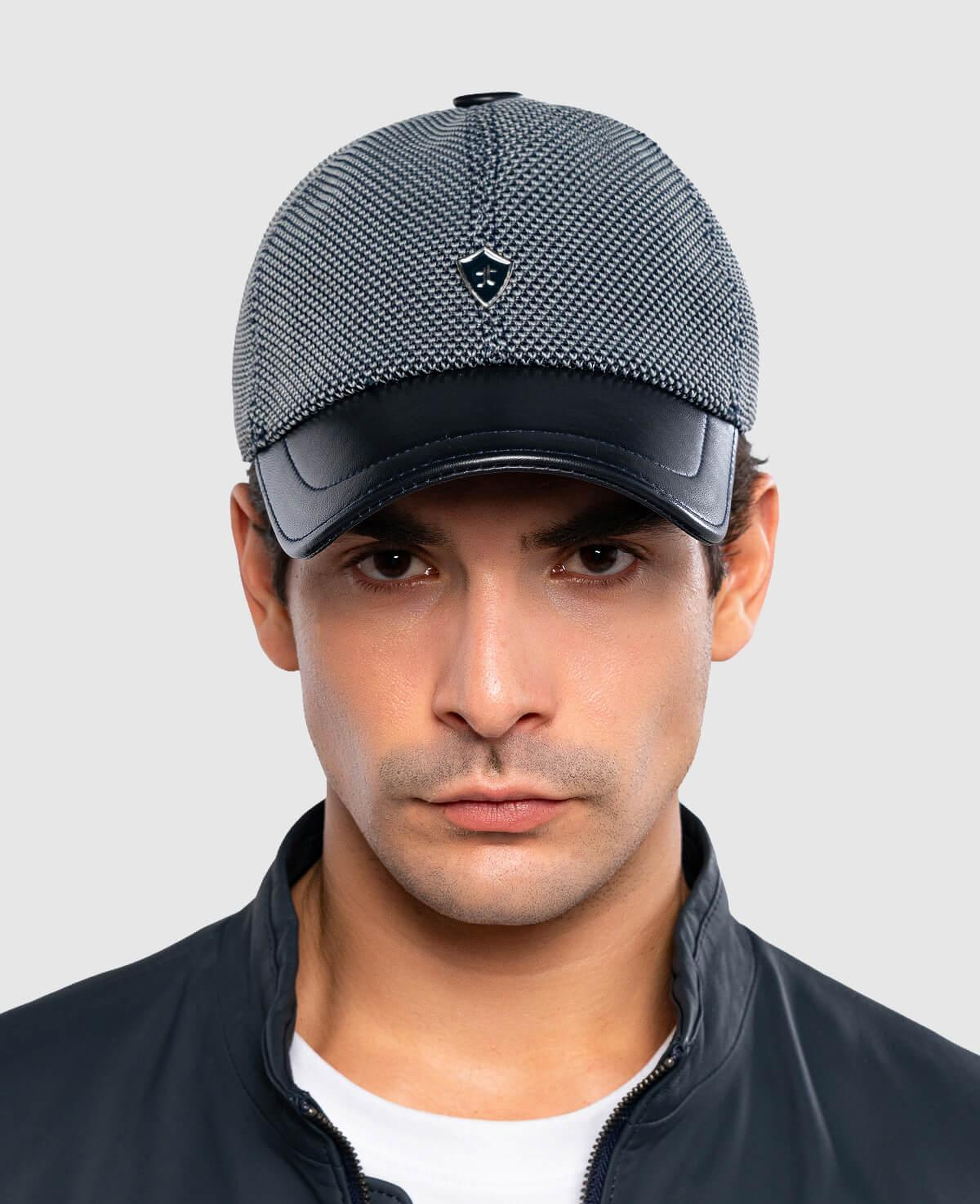 Tamer Tanca Erkek Hakiki Deri Lacivert Şapka