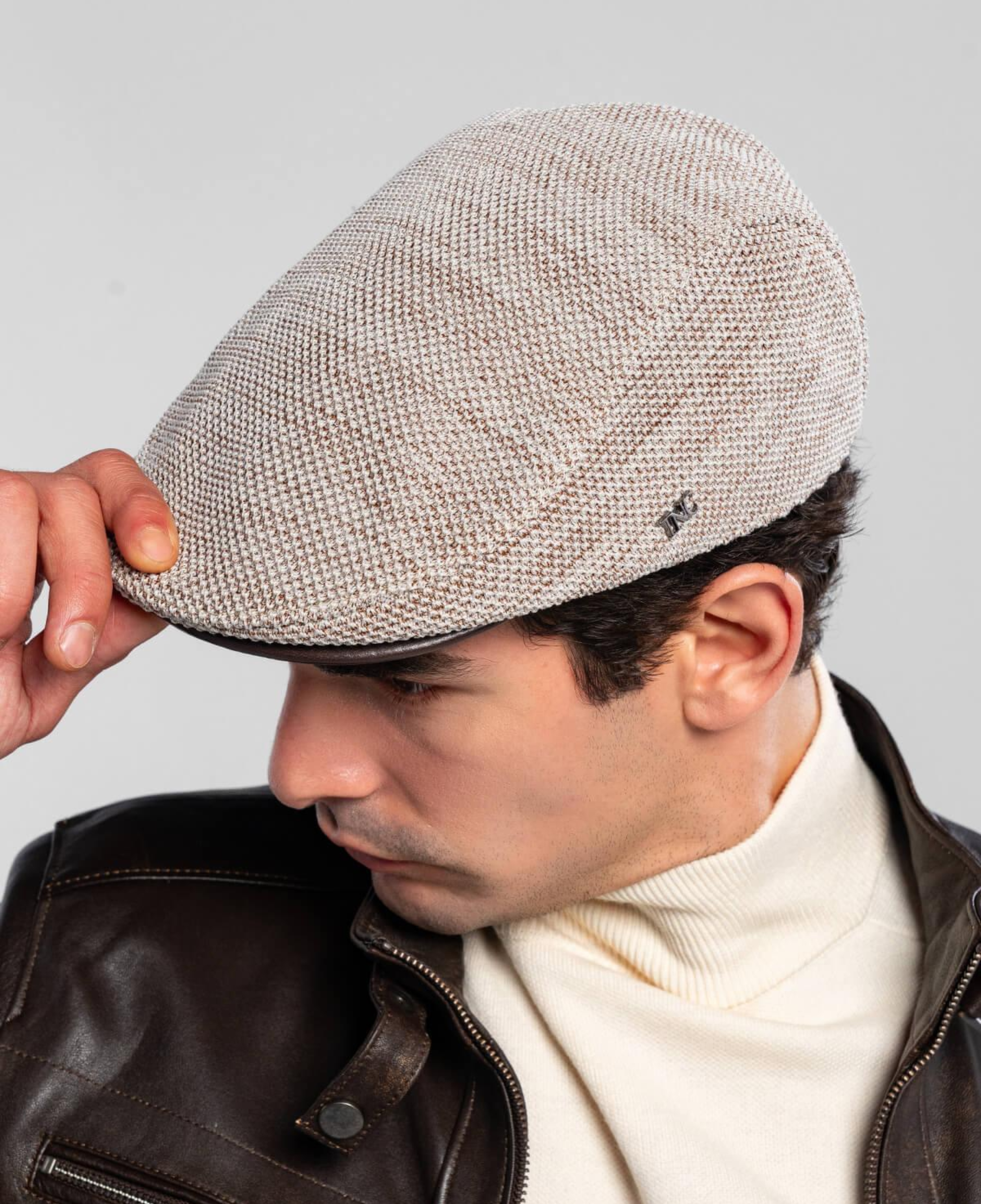 Tamer Tanca Erkek Deri & Tekstil Kahverengi Kasket Şapka