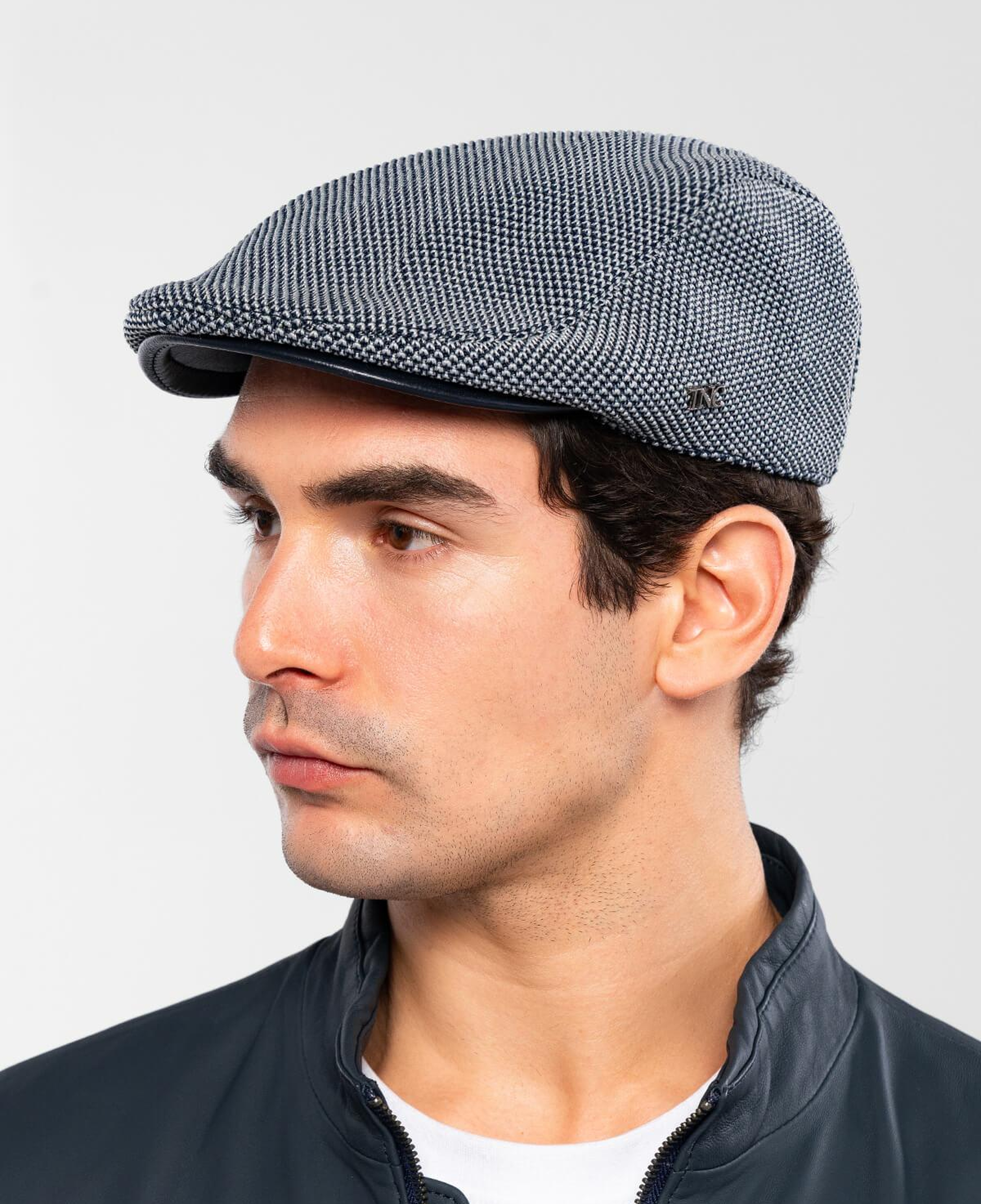 Tamer Tanca Erkek Deri & Tekstil Lacivert Kasket Şapka