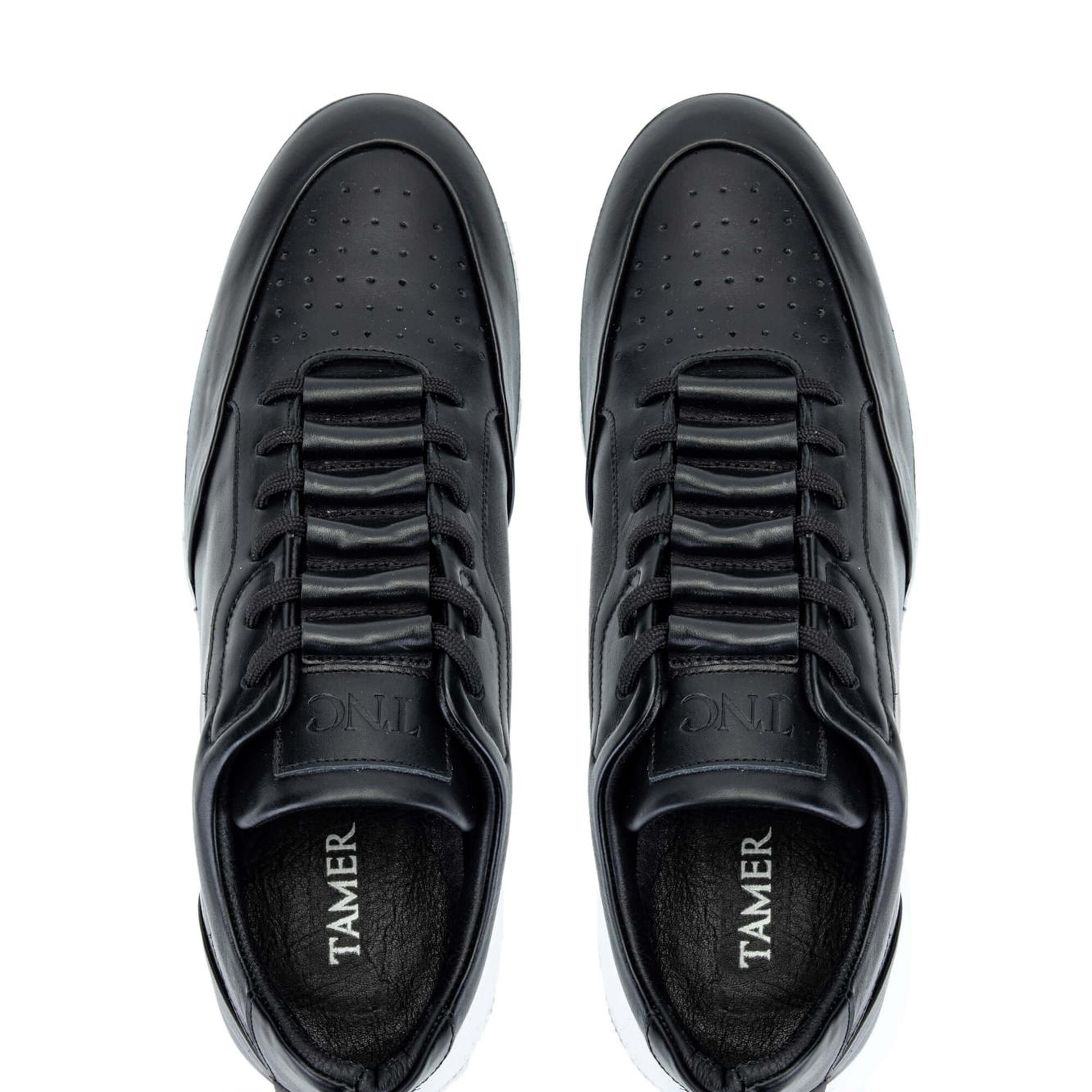 Tamer Tanca Erkek Hakiki Deri Siyah Spor Ayakkabı