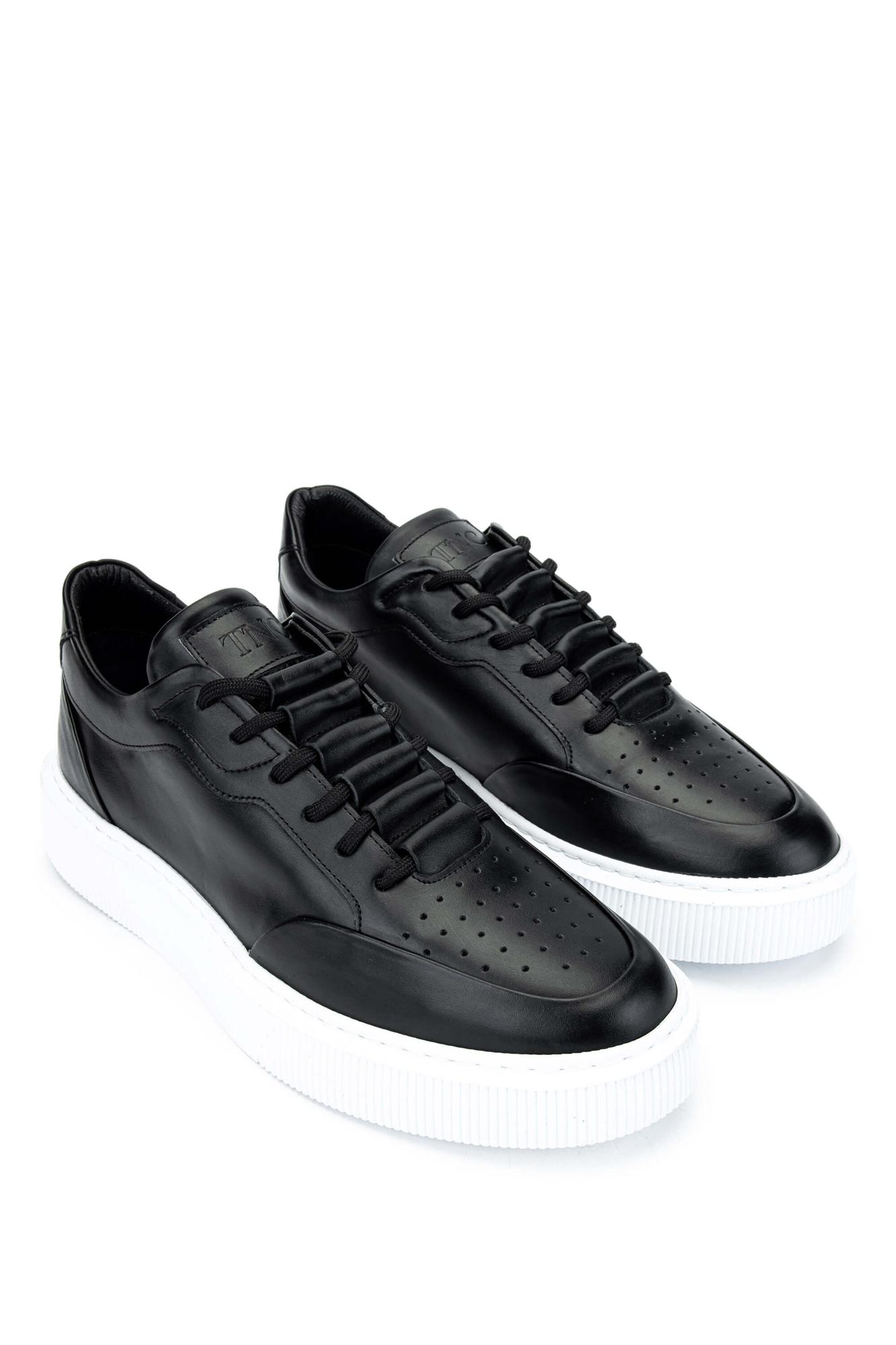 Tamer Tanca Erkek Hakiki Deri Siyah Spor Ayakkabı