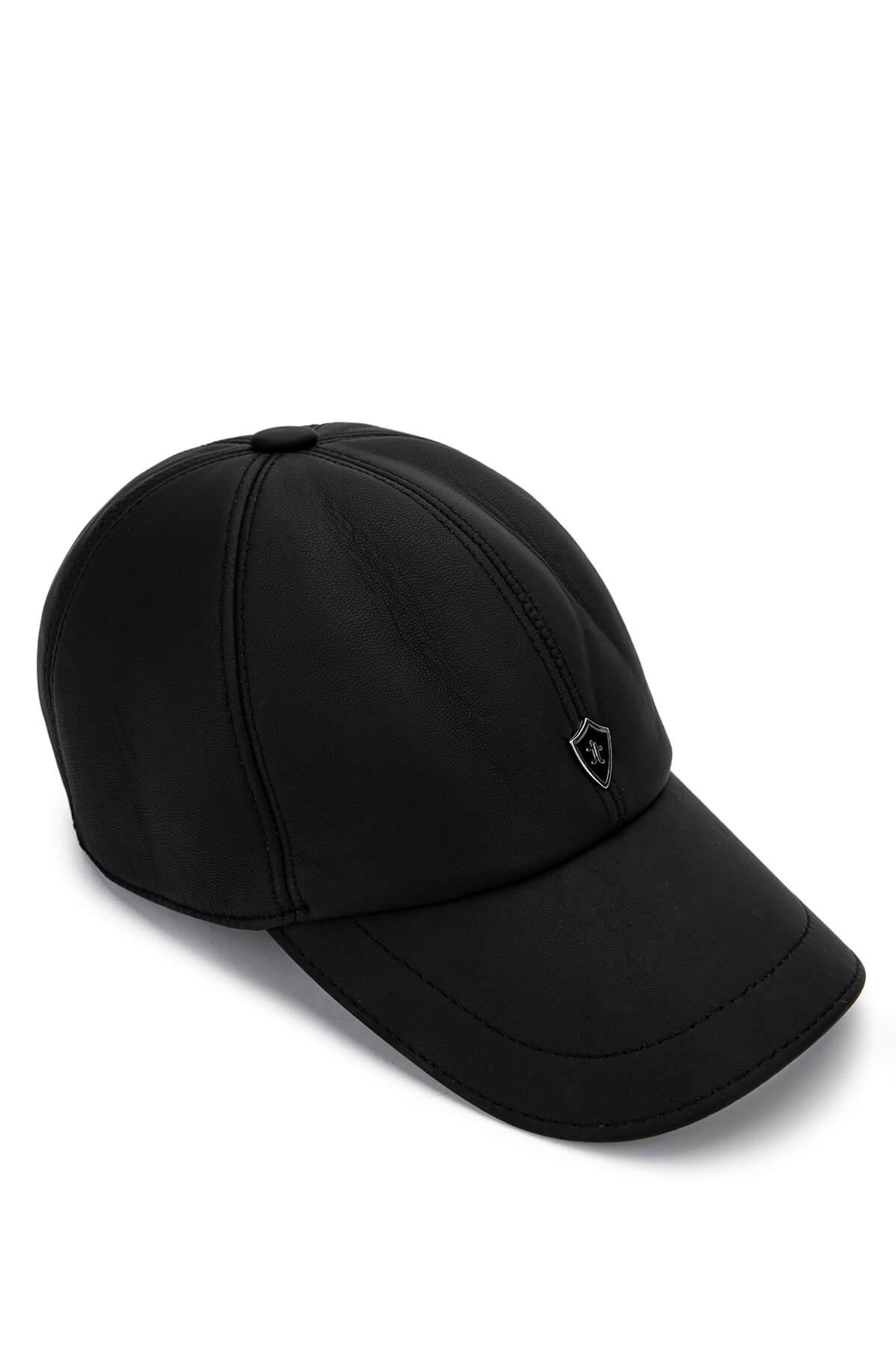 Tamer Tanca Erkek Hakiki Deri Siyah Şapka