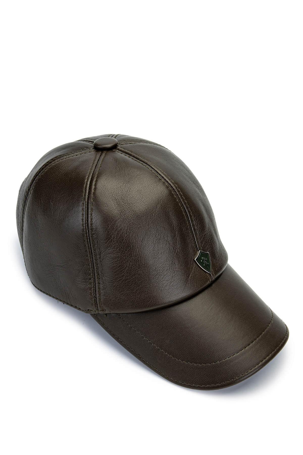Tamer Tanca Erkek Hakiki Deri Haki Şapka