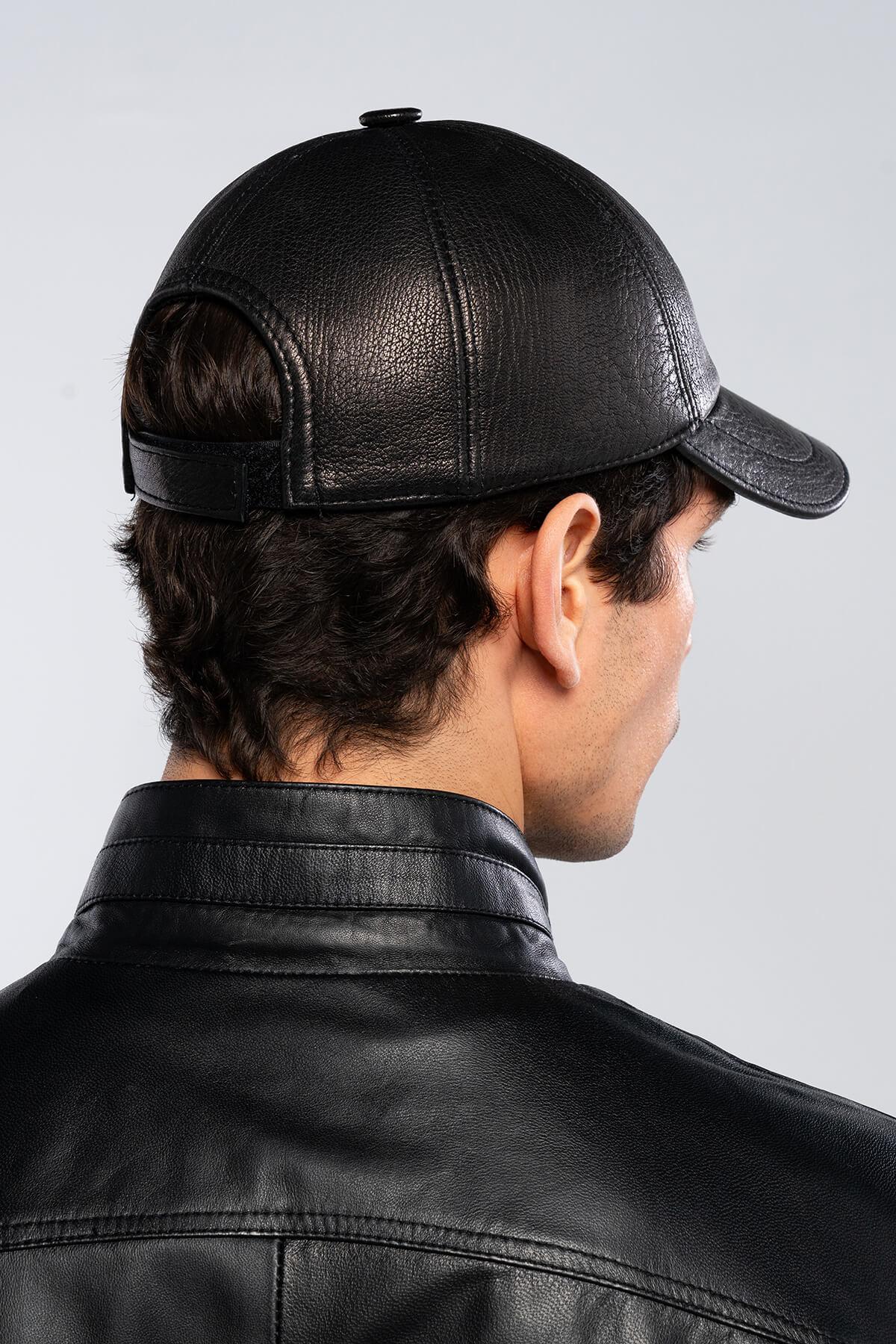 Tamer Tanca Erkek Hakiki Deri Siyah Şapka