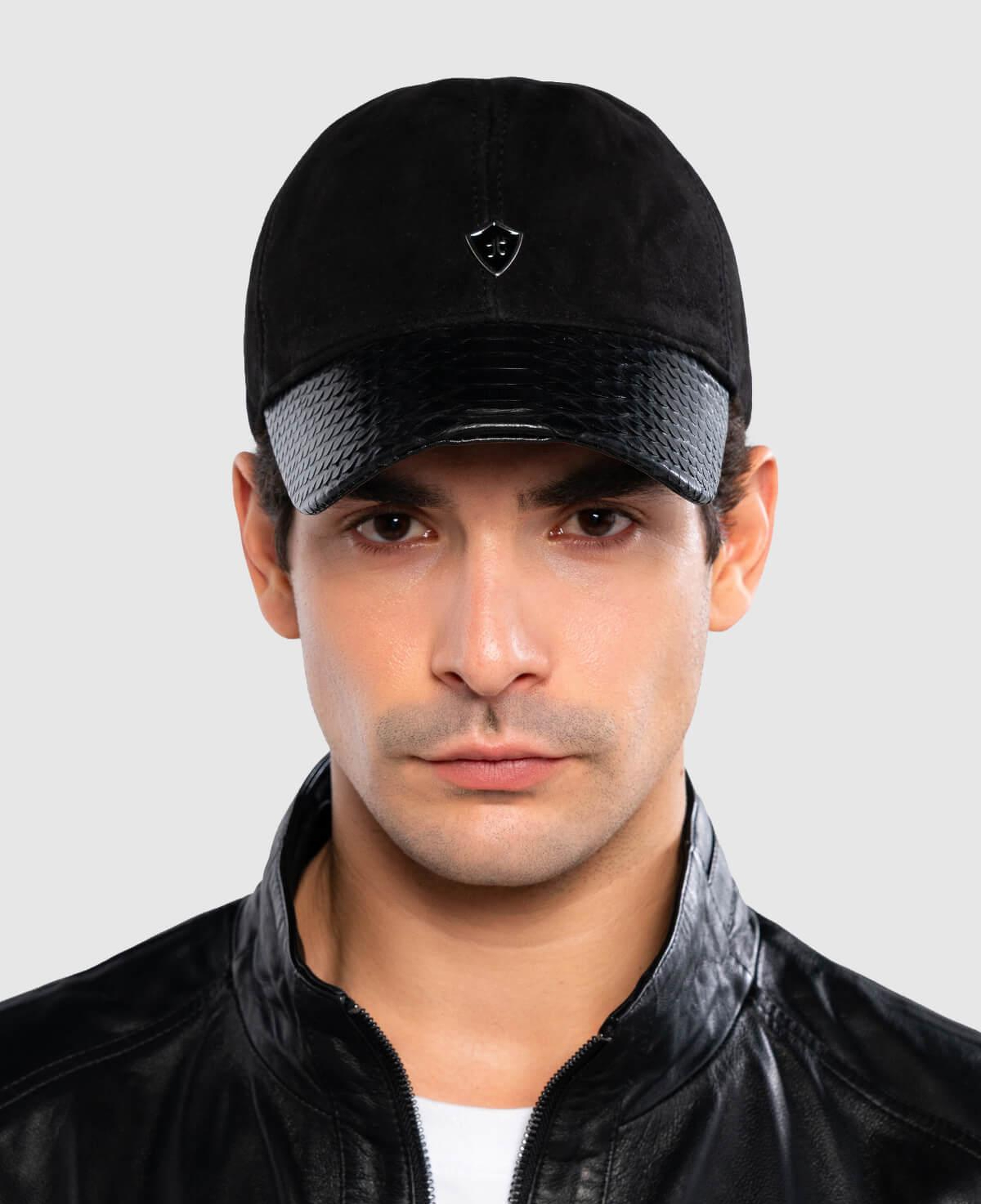 Tamer Tanca Erkek Hakiki Deri Siyah Süet Yılan Şapka