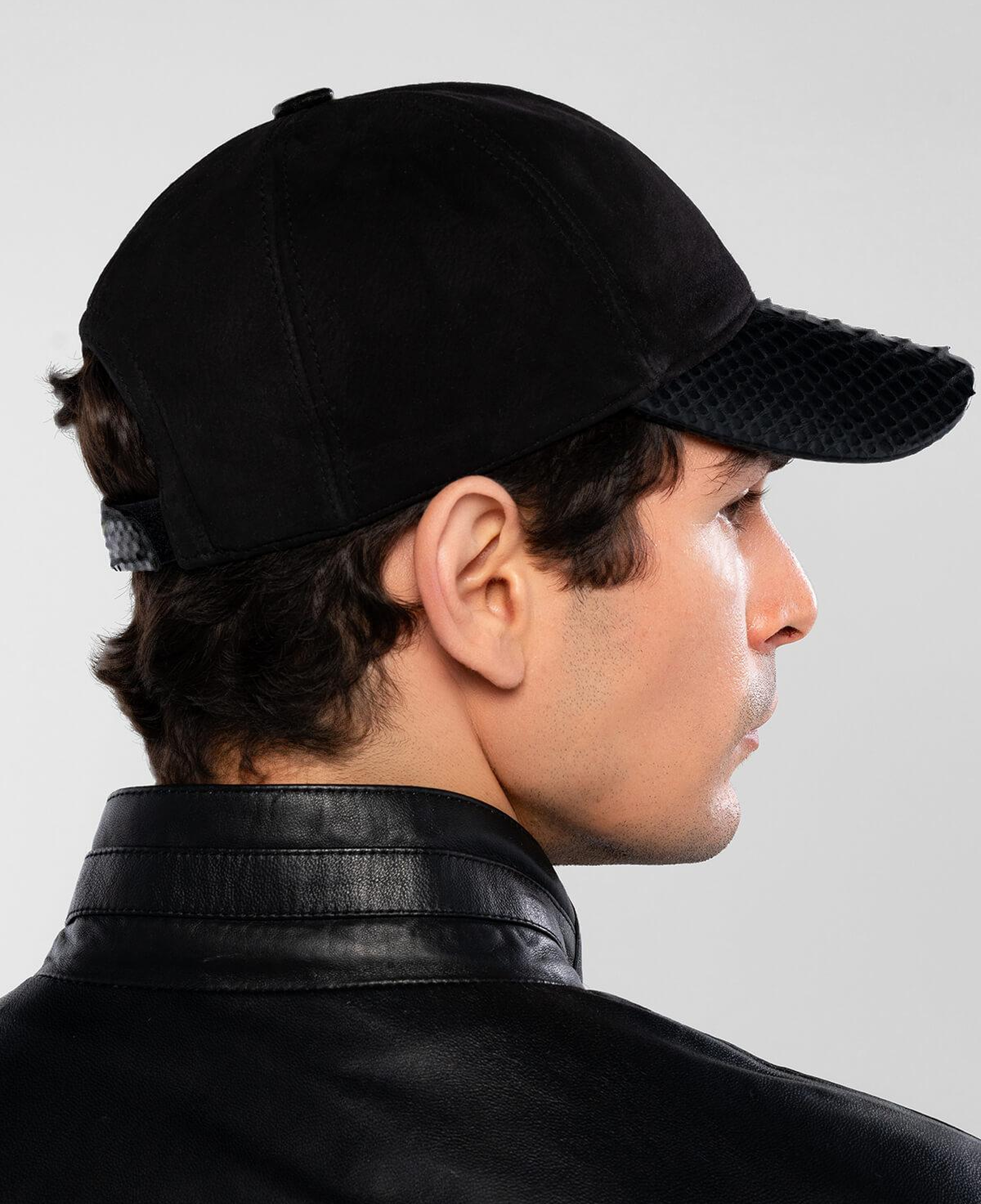 Tamer Tanca Erkek Hakiki Deri Siyah Süet Yılan Şapka