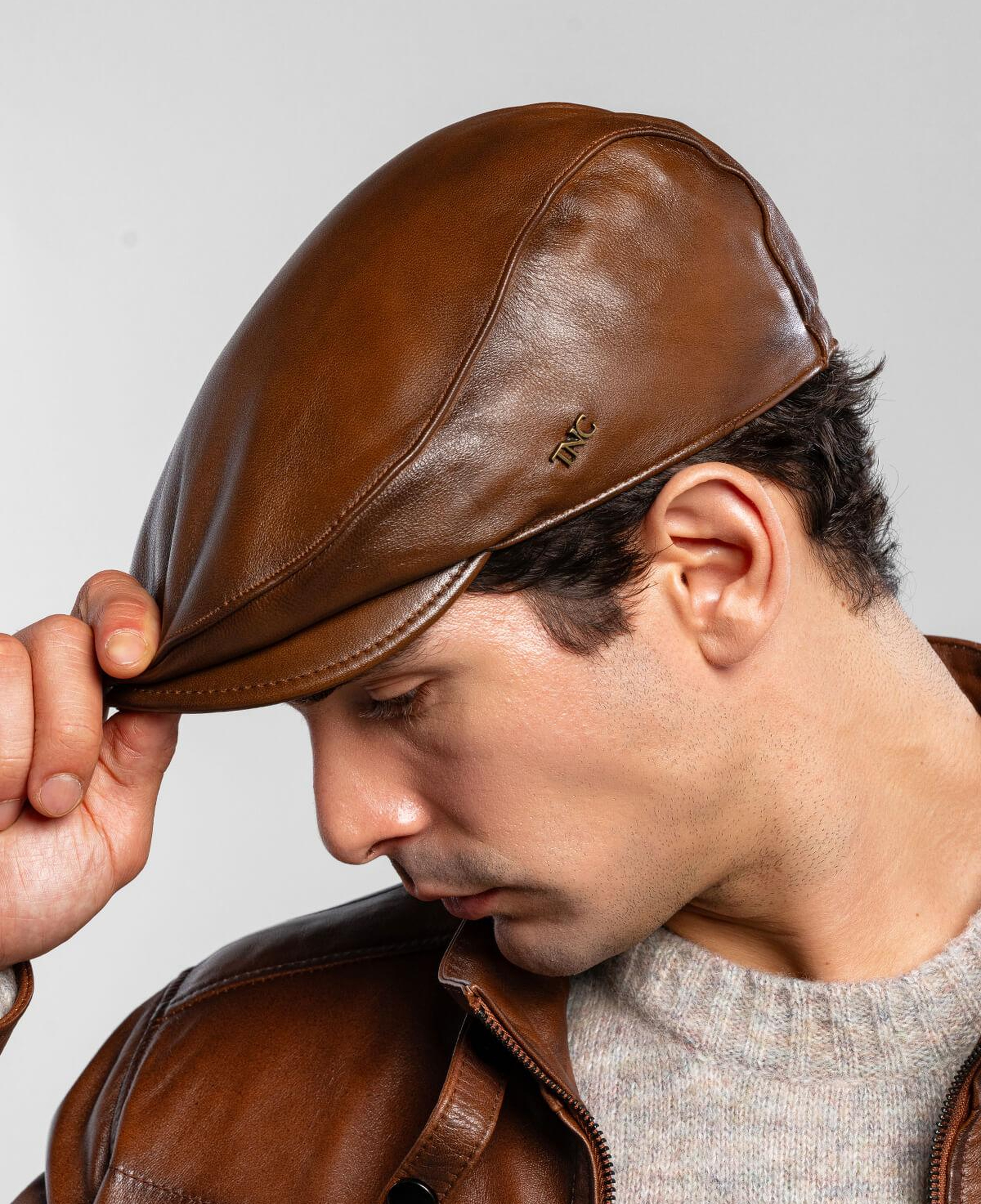 Tamer Tanca Erkek Hakiki Deri Taba Kasket Şapka