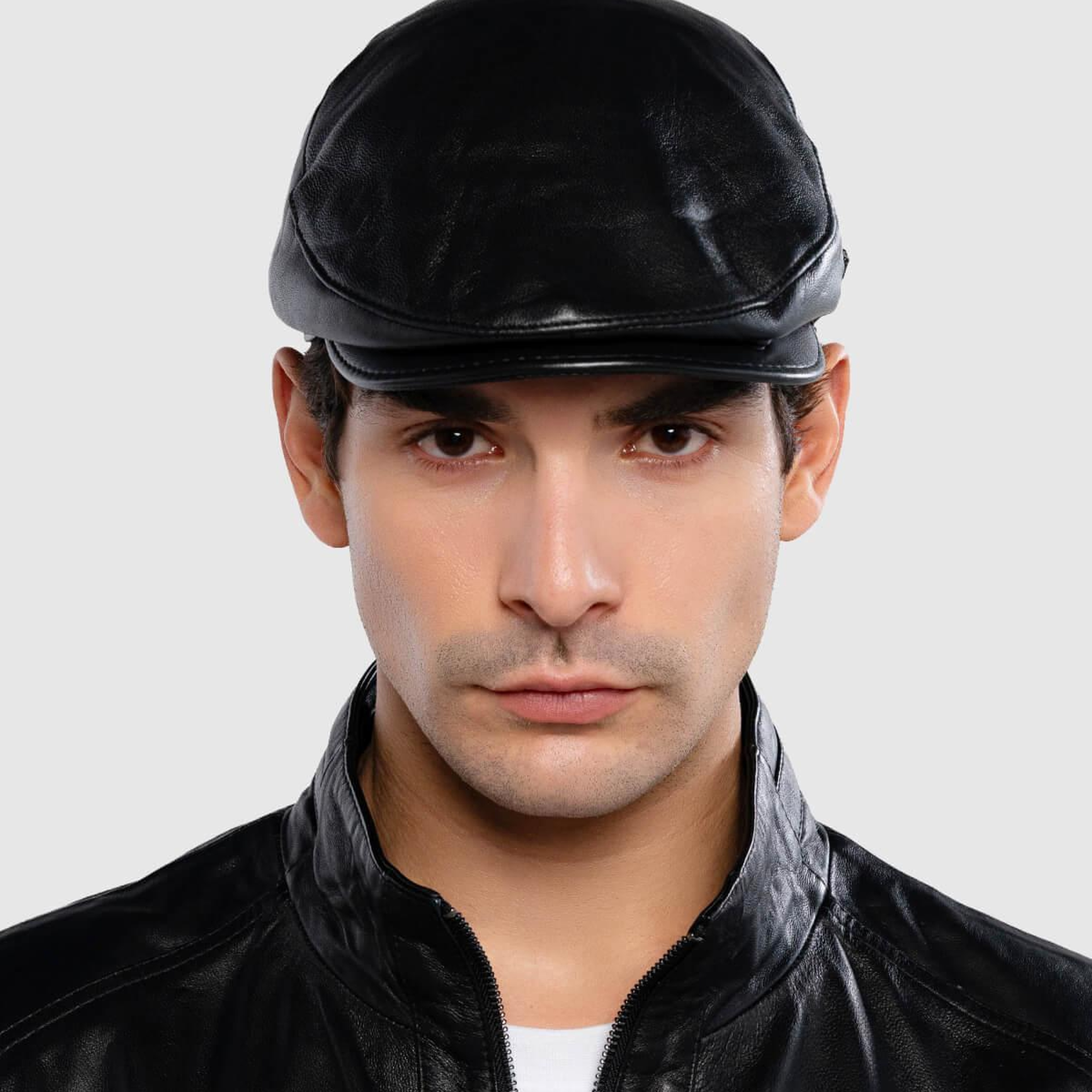 Tamer Tanca Erkek Hakiki Deri Siyah Kasket Şapka