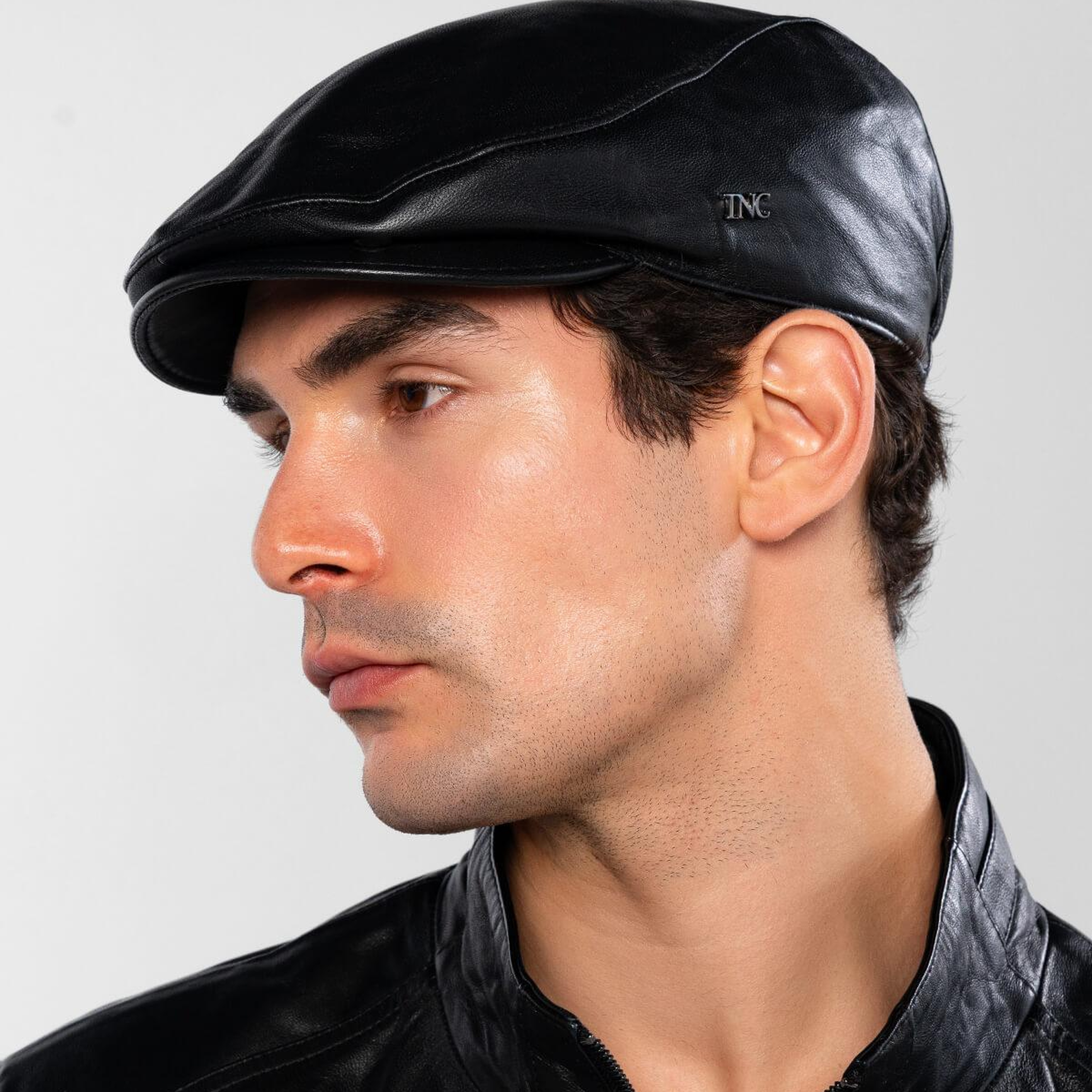 Tamer Tanca Erkek Hakiki Deri Siyah Kasket Şapka
