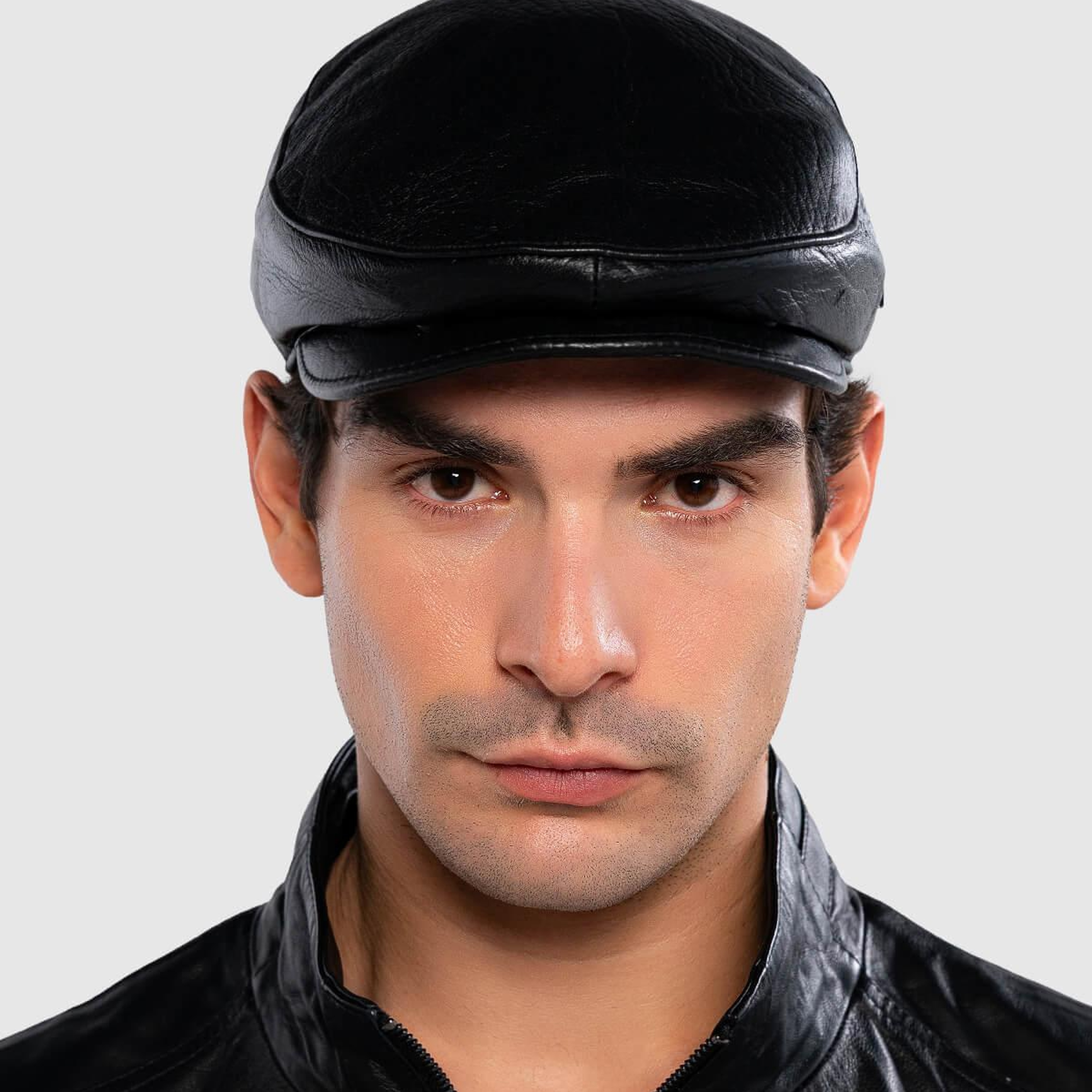 Tamer Tanca Erkek Hakiki Deri Siyah Kasket Şapka