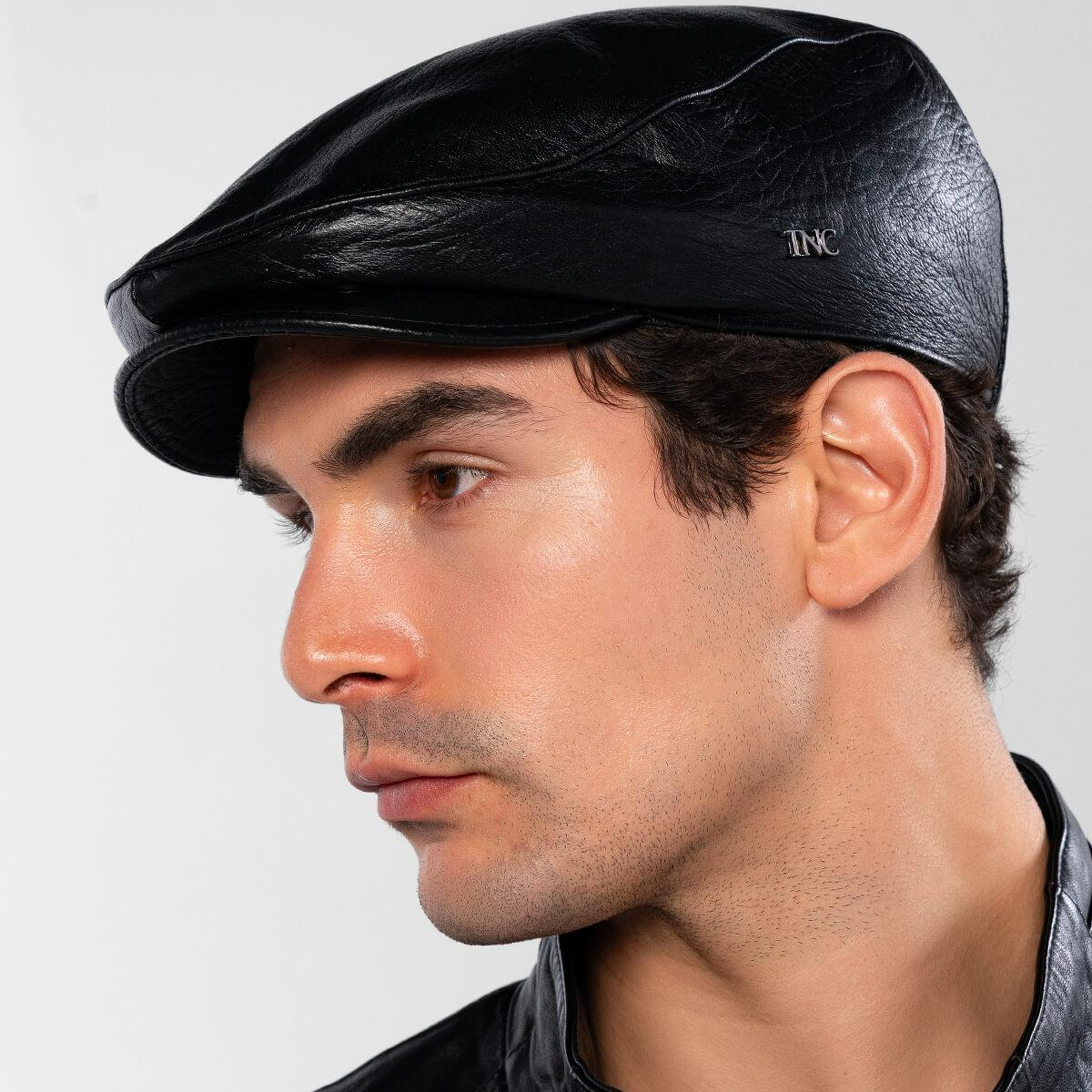 Tamer Tanca Erkek Hakiki Deri Siyah Kasket Şapka