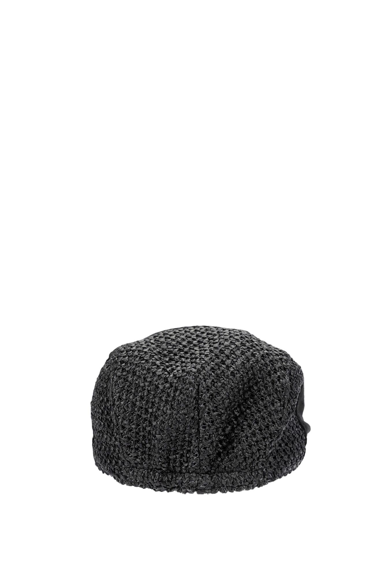 Tamer Tanca Erkek Deri/Keten/Hasır Siyah Kasket Şapka