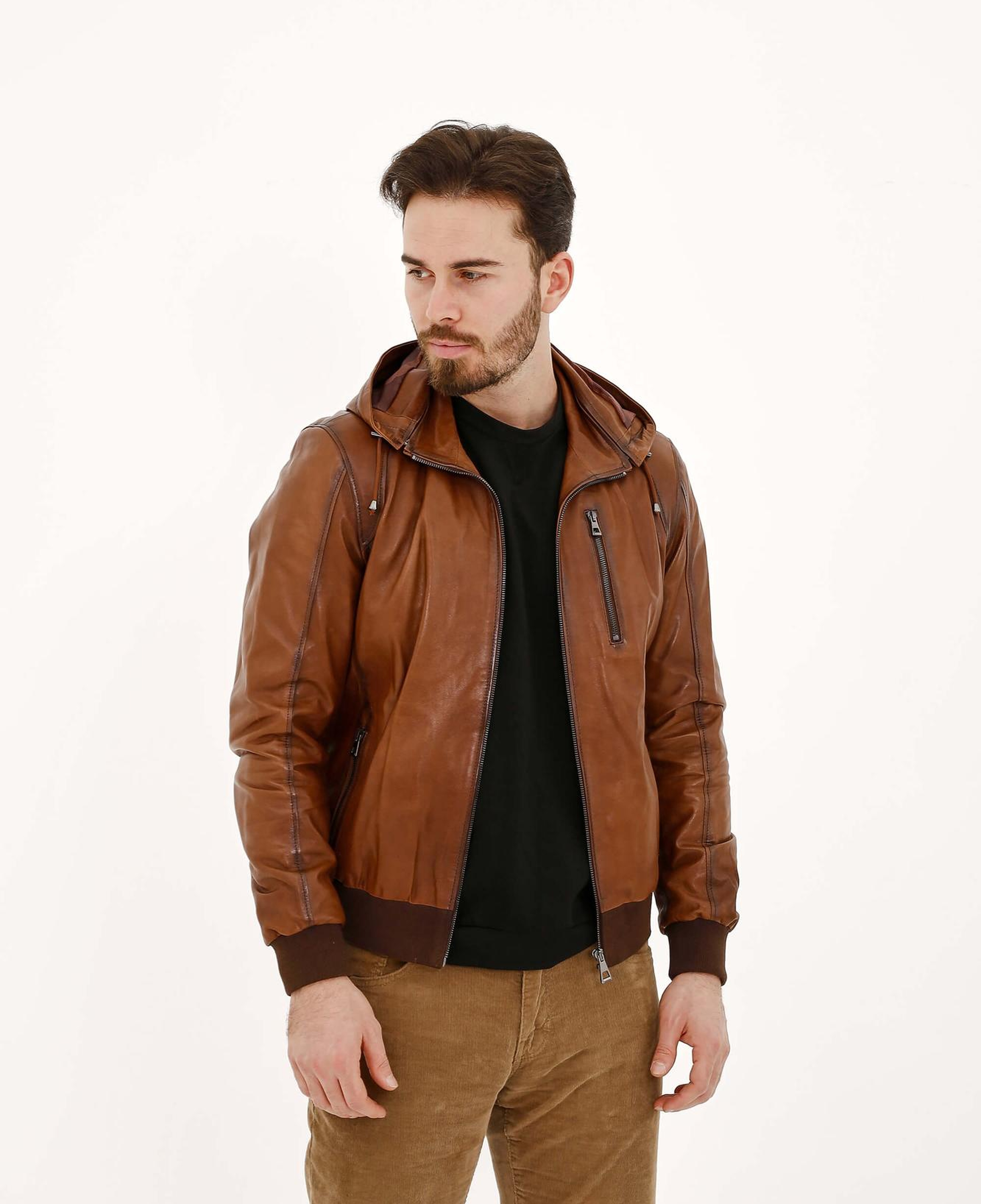 Tamer Tanca Erkek Hakiki Deri Kahverengi Deri Mont