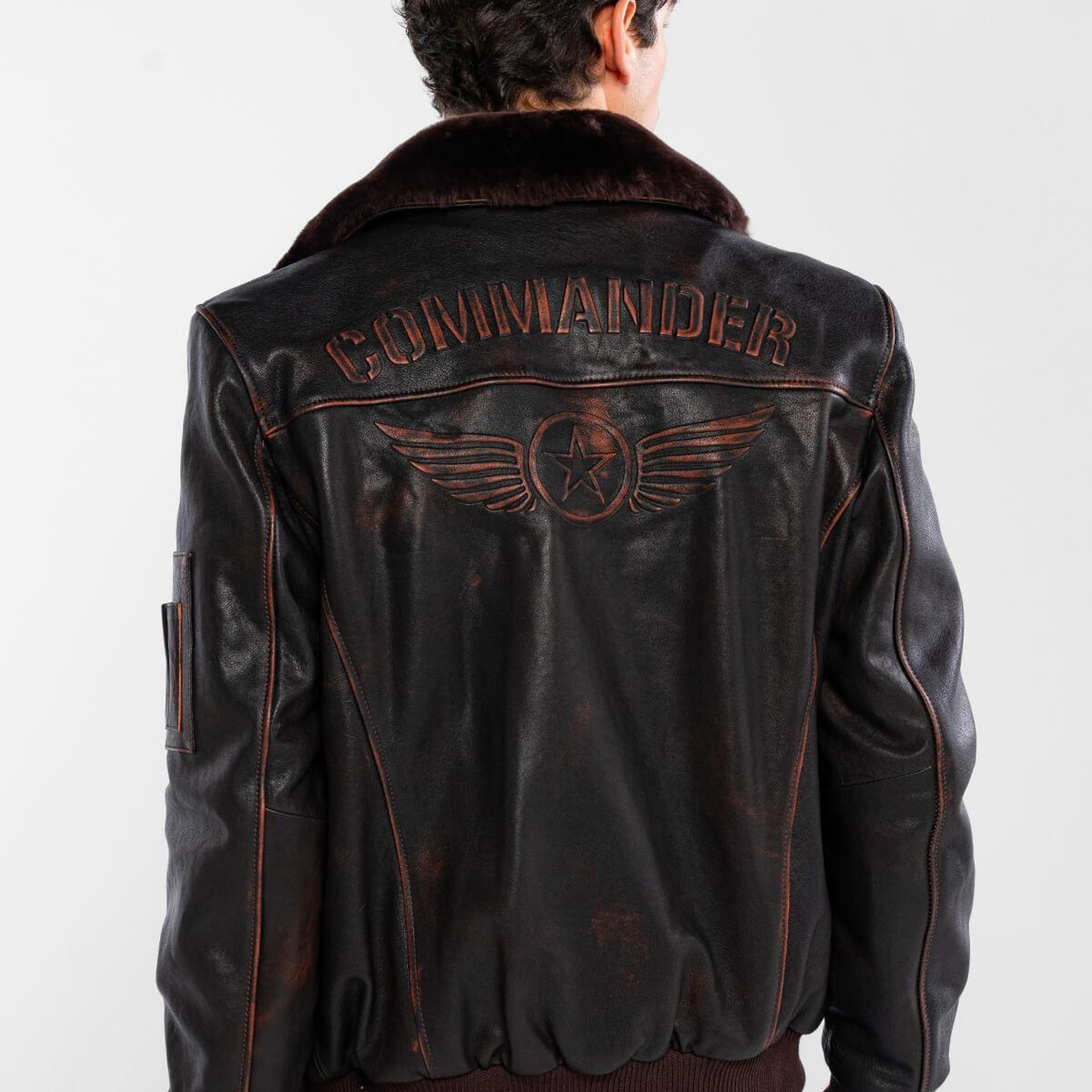 Tamer Tanca Erkek Hakiki Deri Kızıl Eskitme Deri Mont