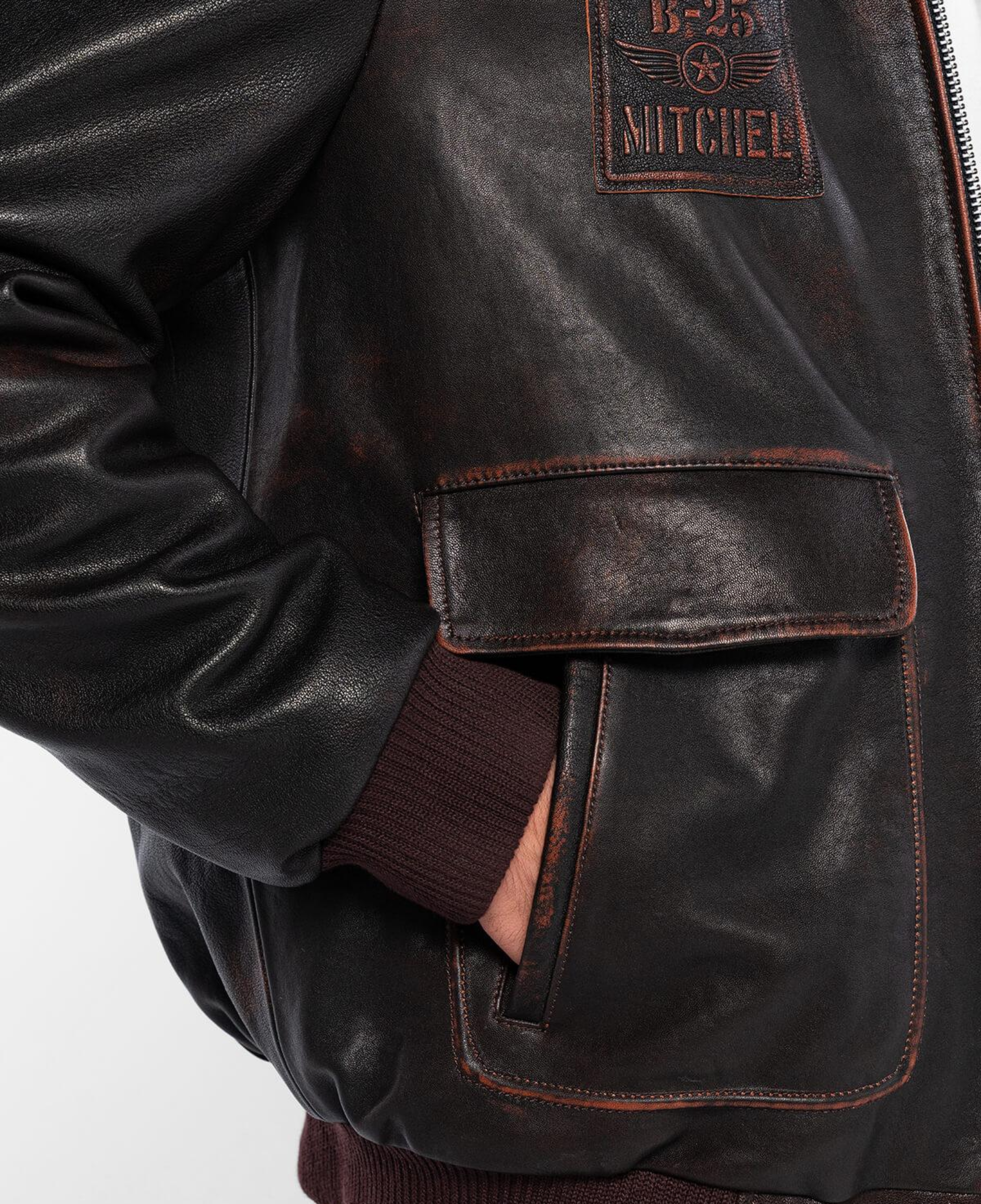 Tamer Tanca Erkek Hakiki Deri Kızıl Eskitme Deri Mont