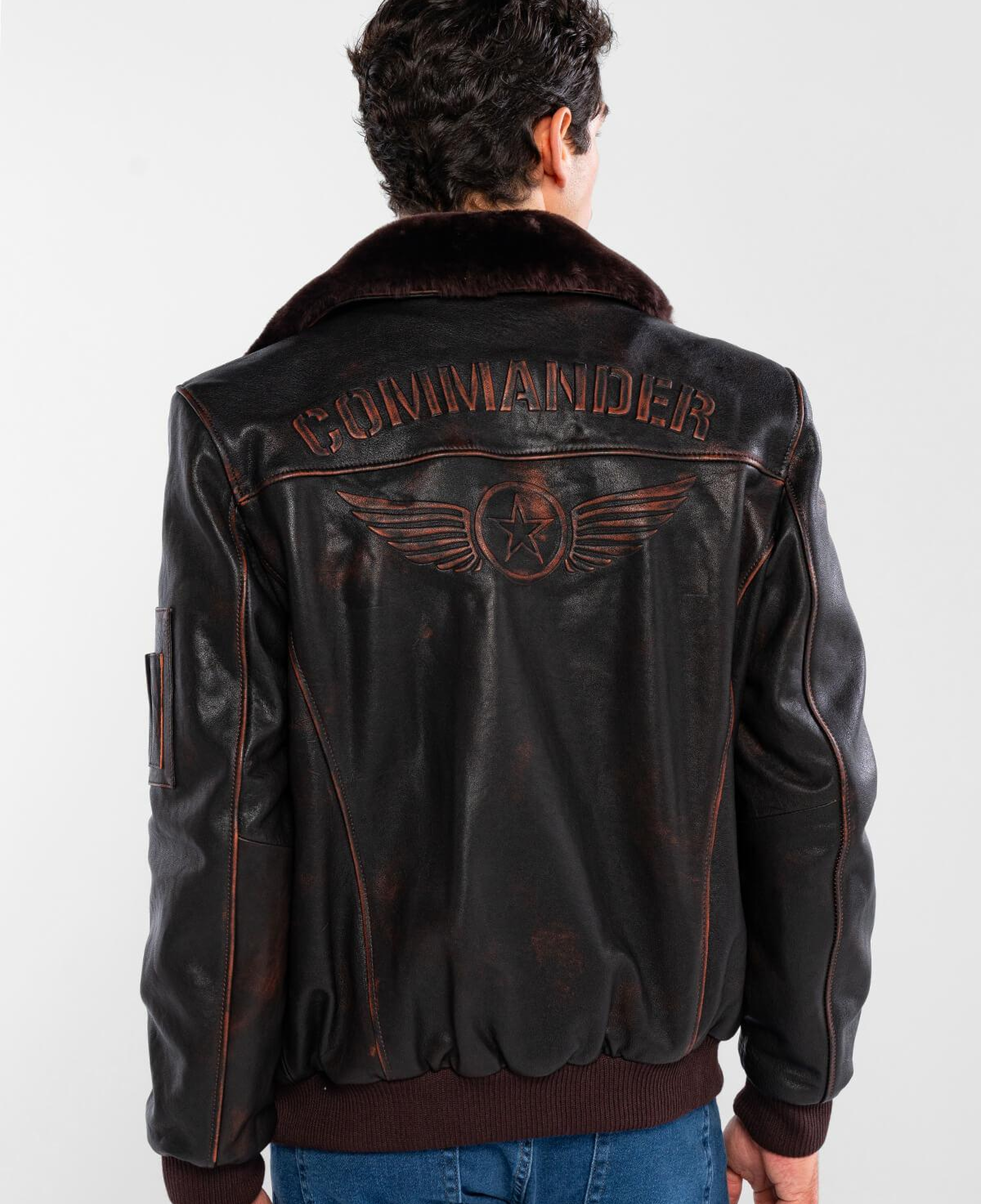 Tamer Tanca Erkek Hakiki Deri Kızıl Eskitme Deri Mont