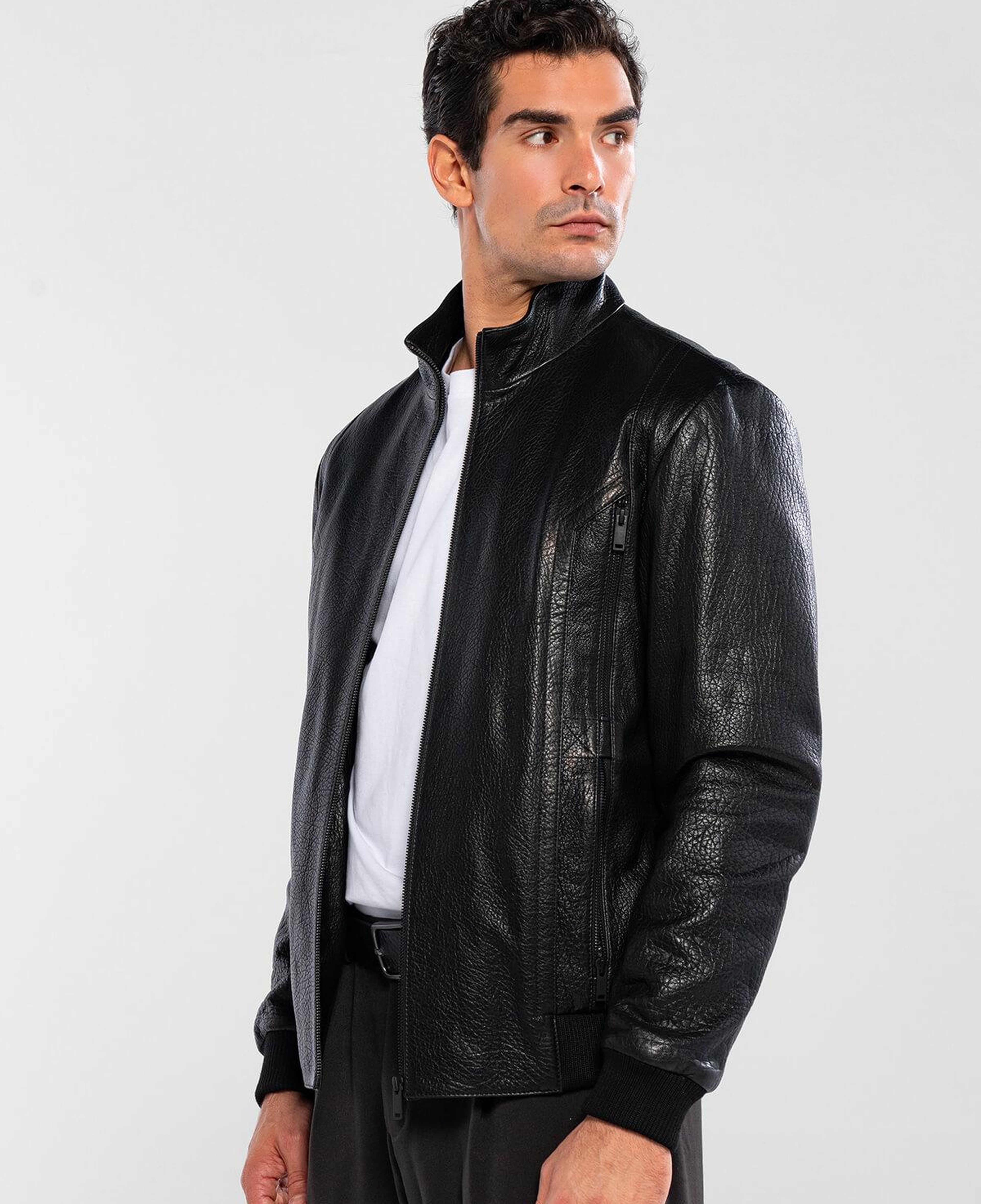 Tamer Tanca Erkek Hakiki Deri Siyah Jumbo Deri Mont