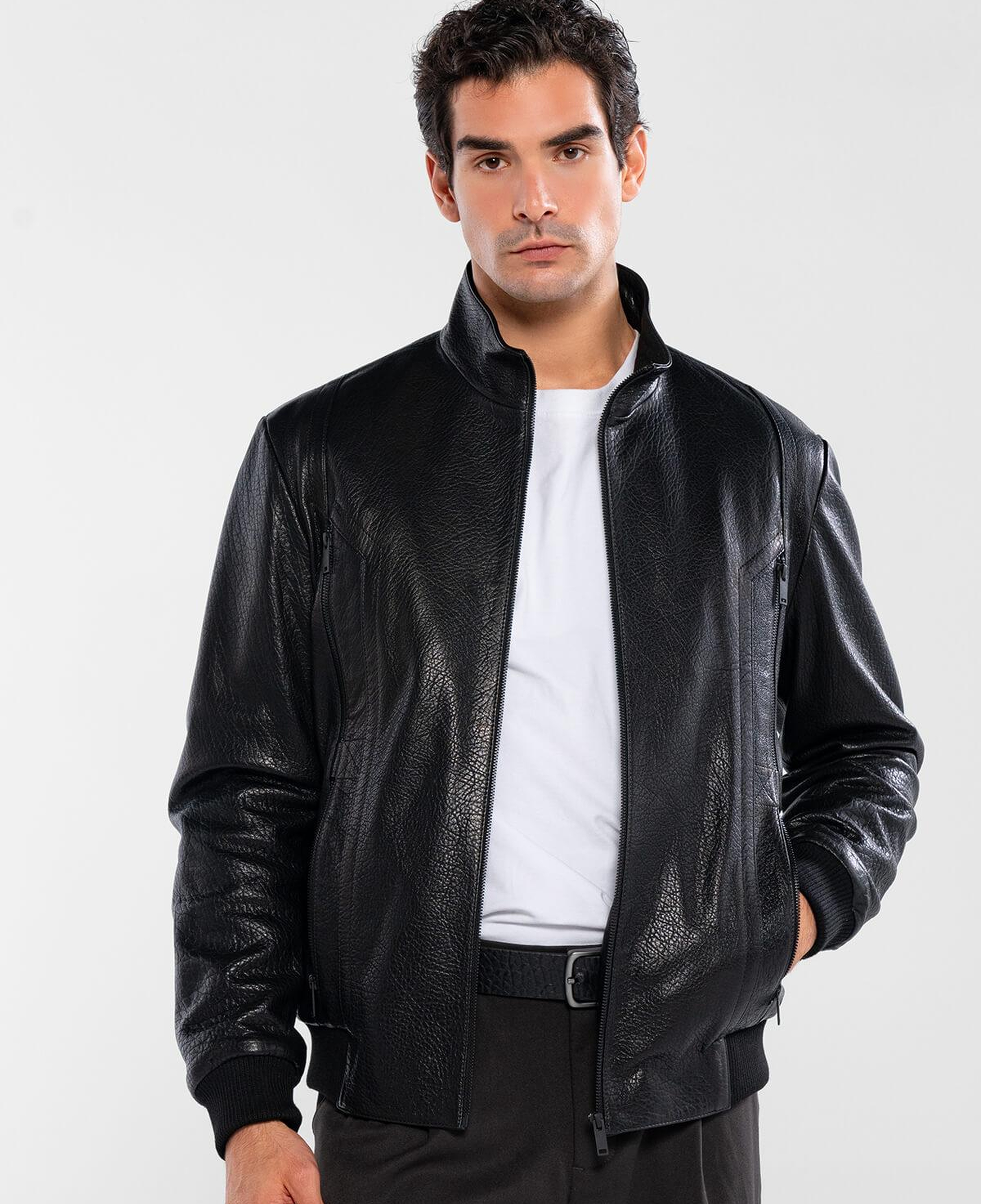 Tamer Tanca Erkek Hakiki Deri Siyah Jumbo Deri Mont