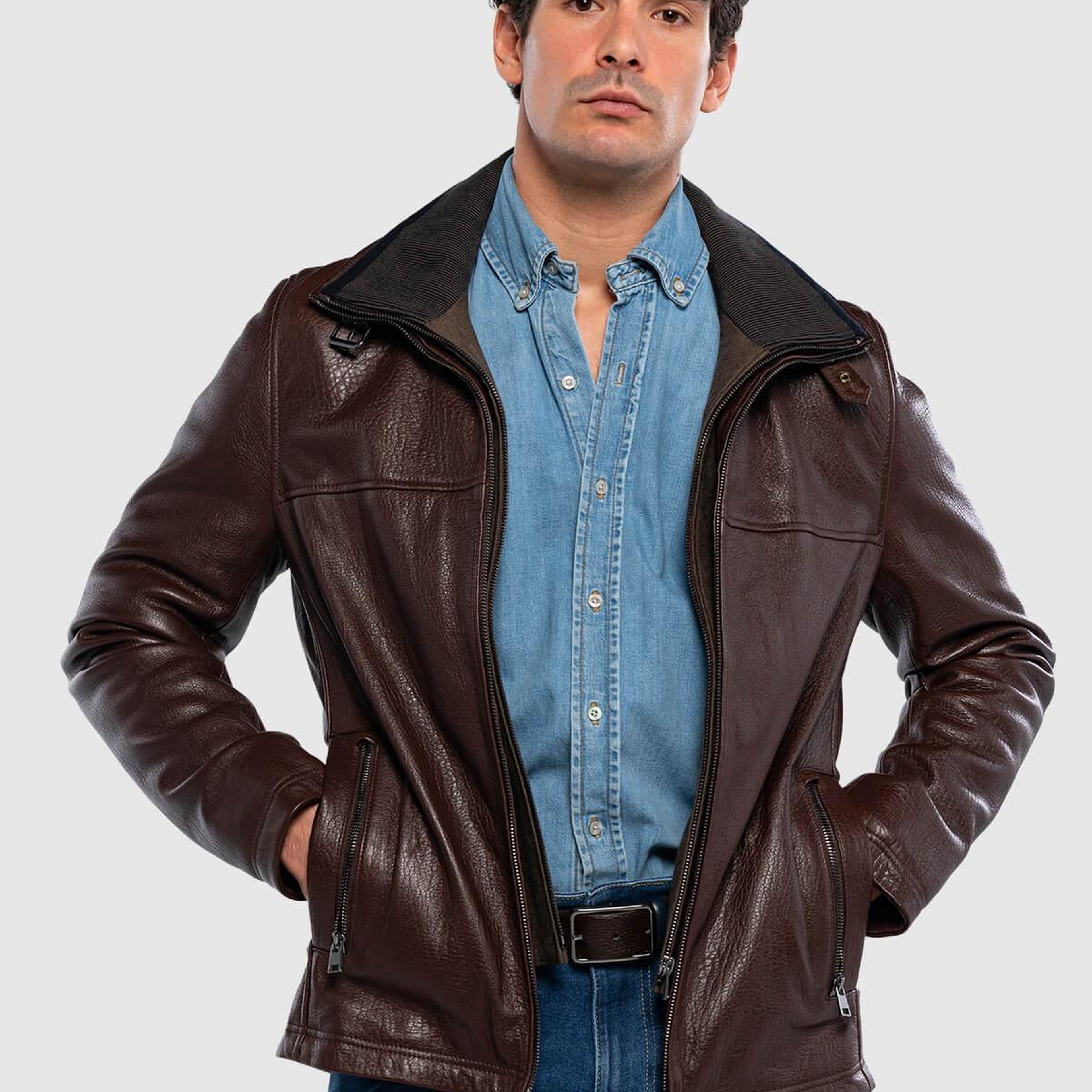 Tamer Tanca Erkek Deri & Tekstil Fındık Deri Mont