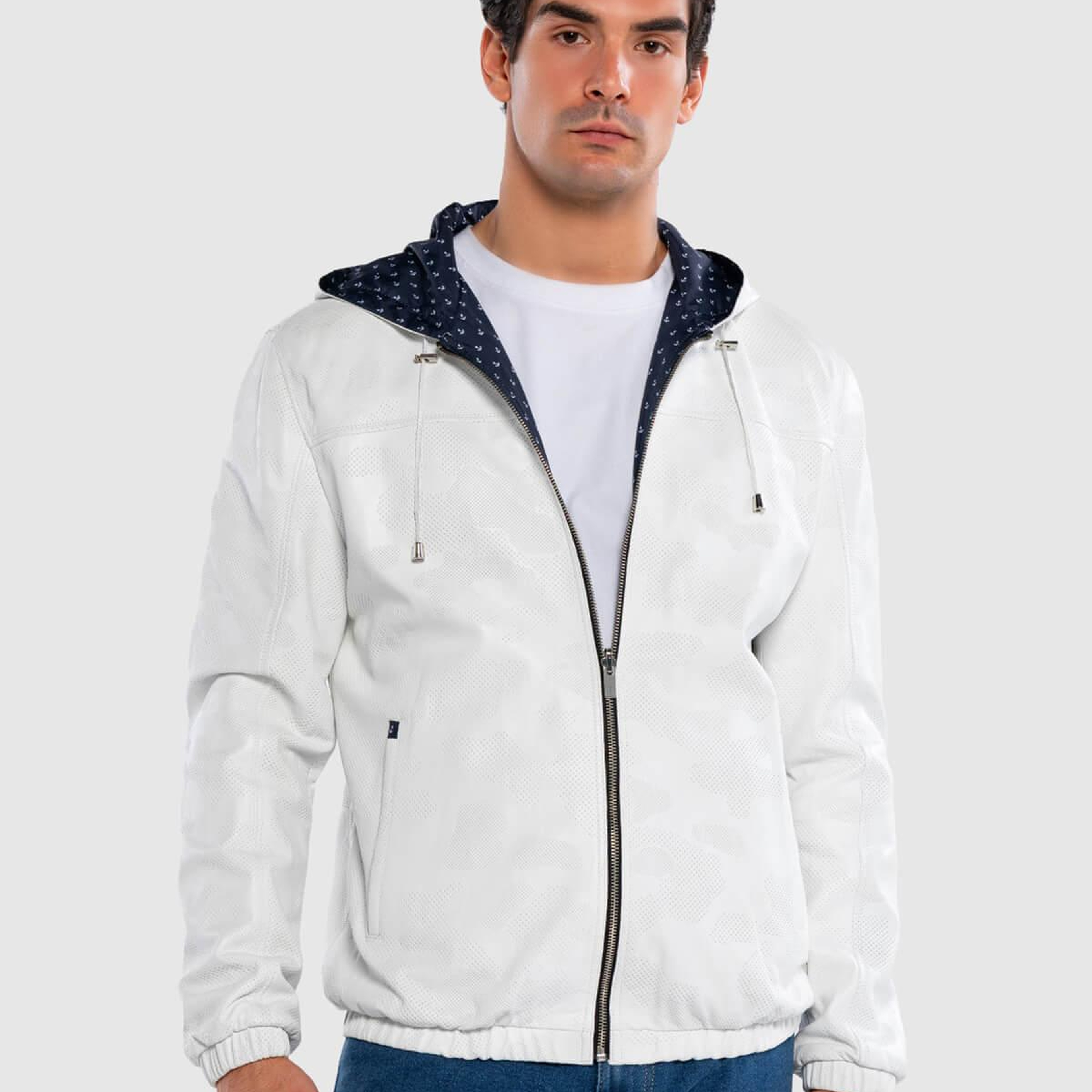 Tamer Tanca Erkek Hakiki Deri Beyaz Deri Mont