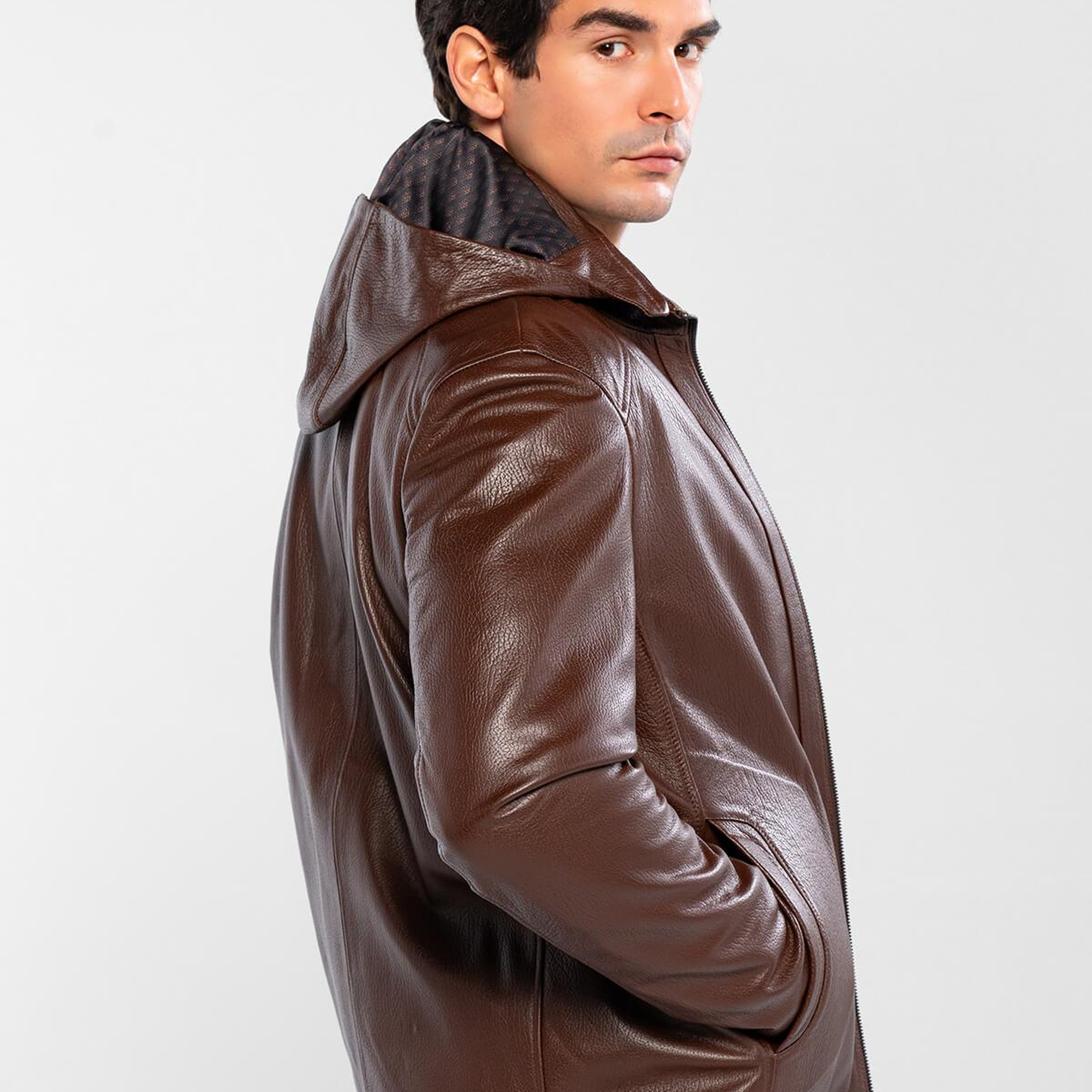 Tamer Tanca Erkek Hakiki Deri Konyak Deri Mont