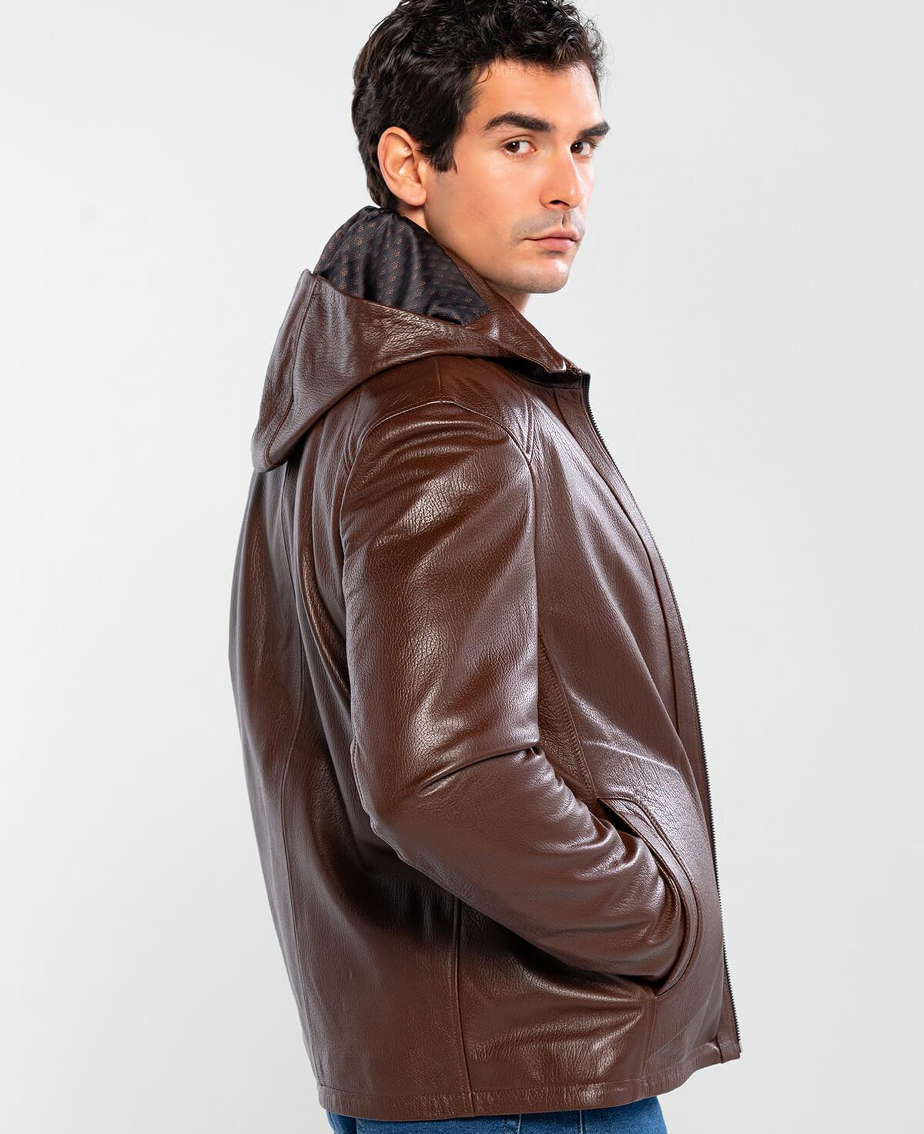 Tamer Tanca Erkek Hakiki Deri Konyak Deri Mont