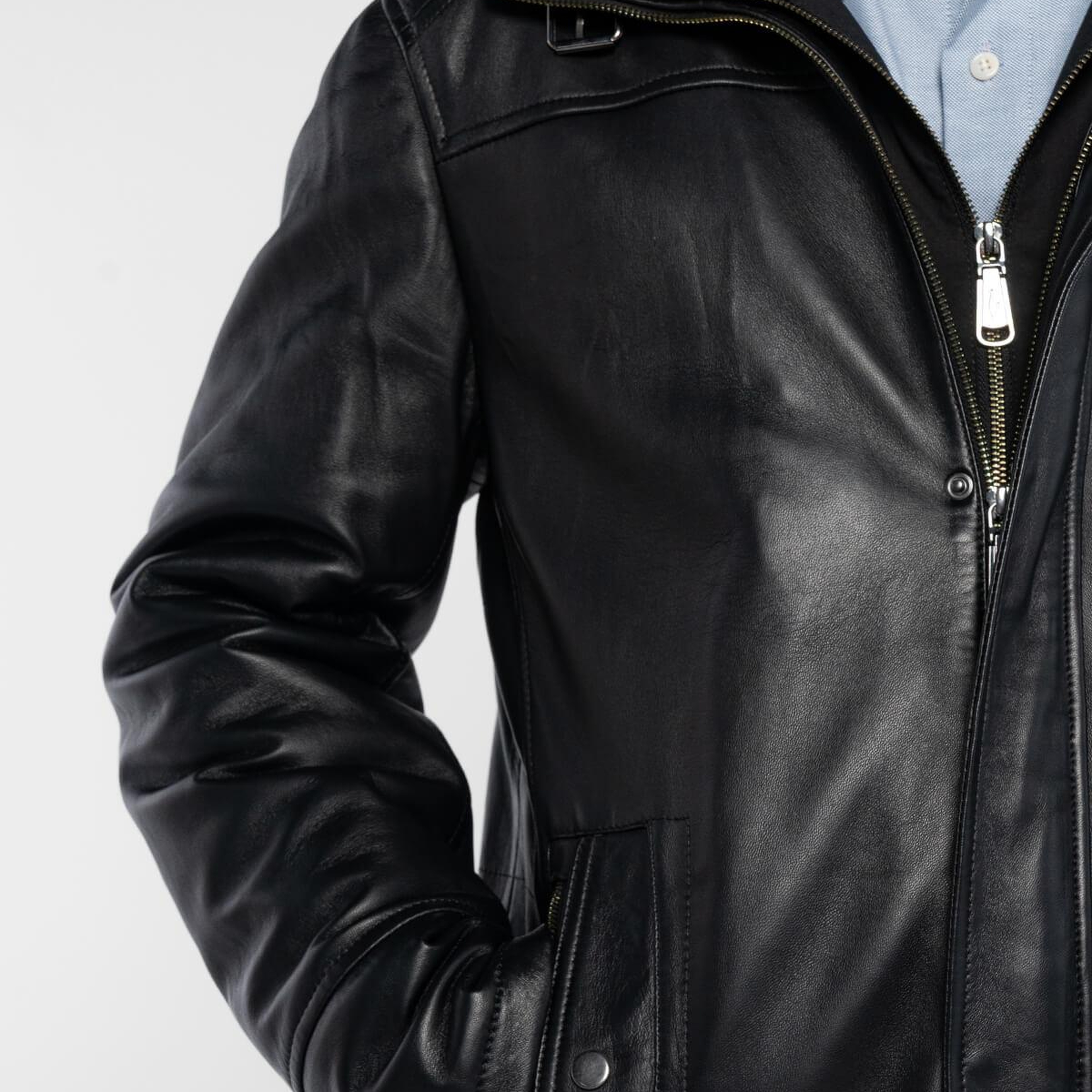 Tamer Tanca Erkek Hakiki Deri Siyah Deri Mont