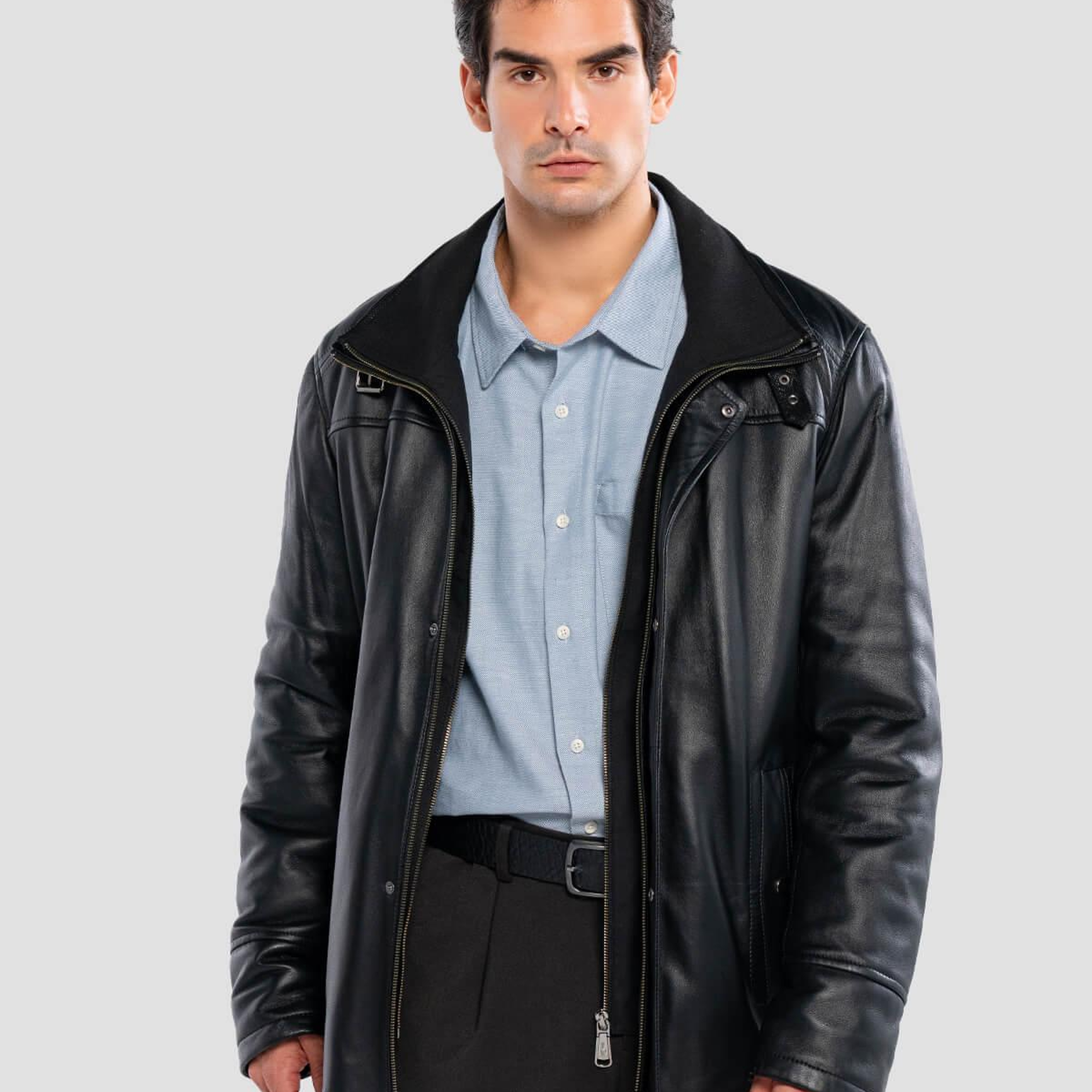 Tamer Tanca Erkek Hakiki Deri Siyah Deri Mont