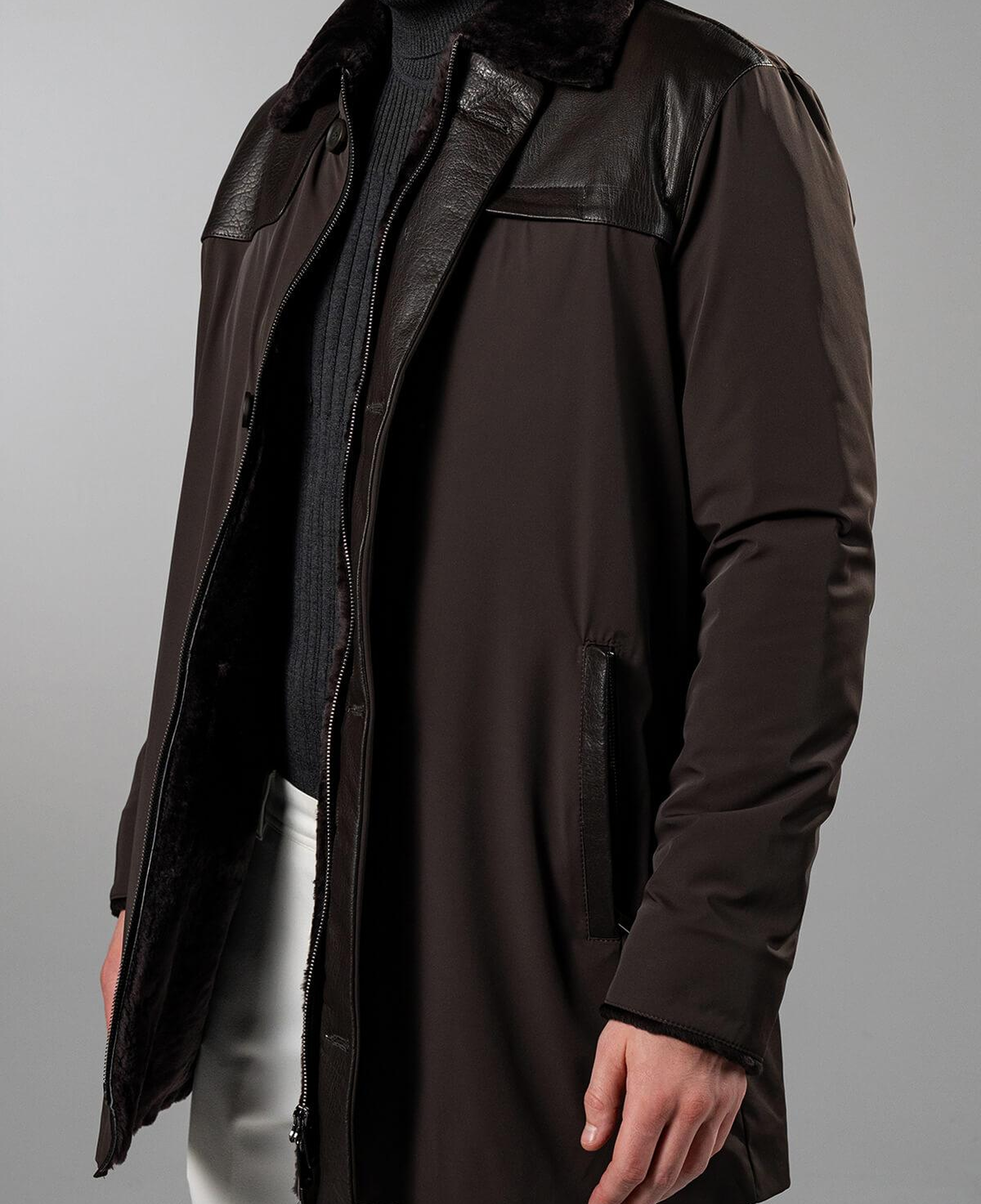 Tamer Tanca Erkek Tekstil & Deri Kahverengi Mont