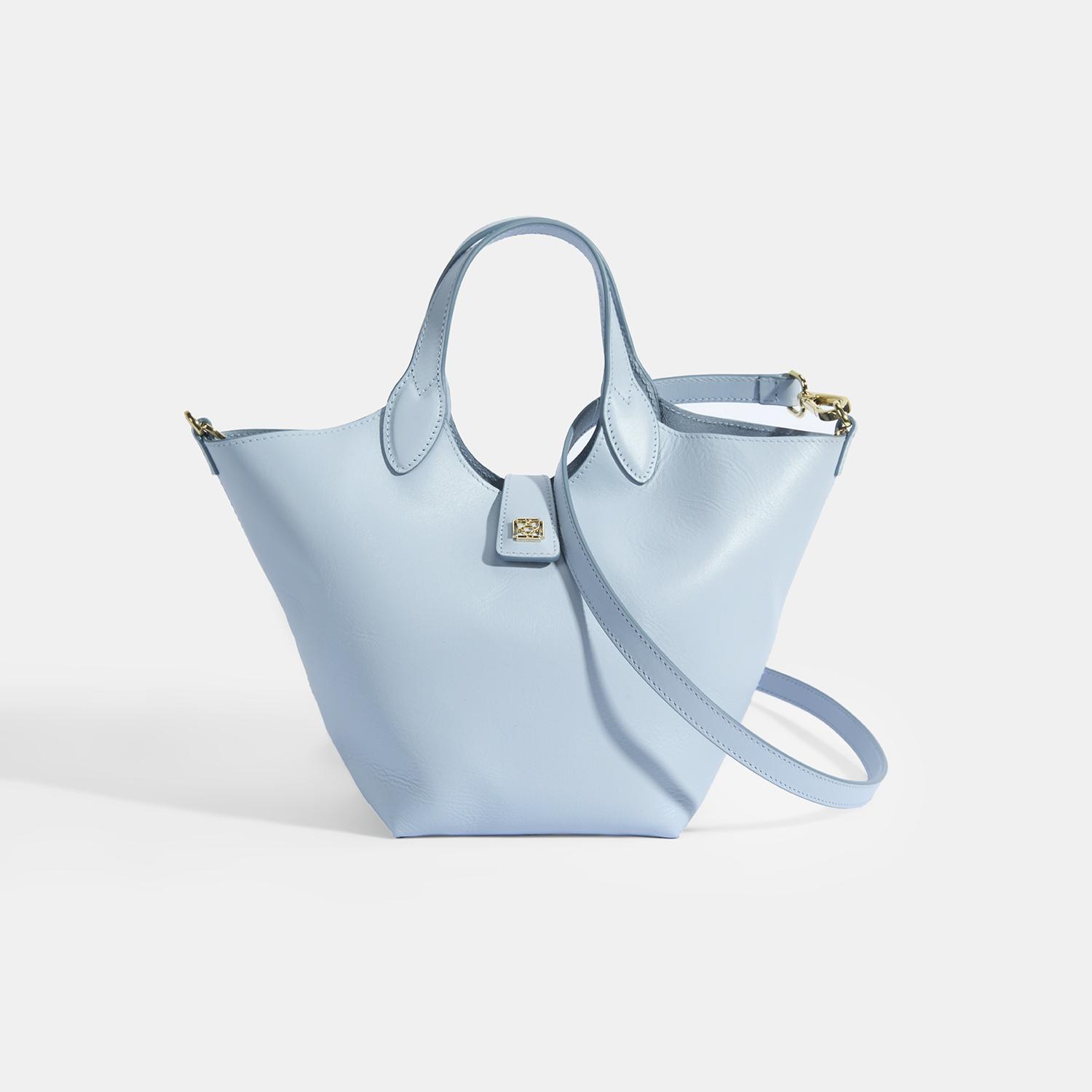 Kadın Mavi Deri Omuz Çantası