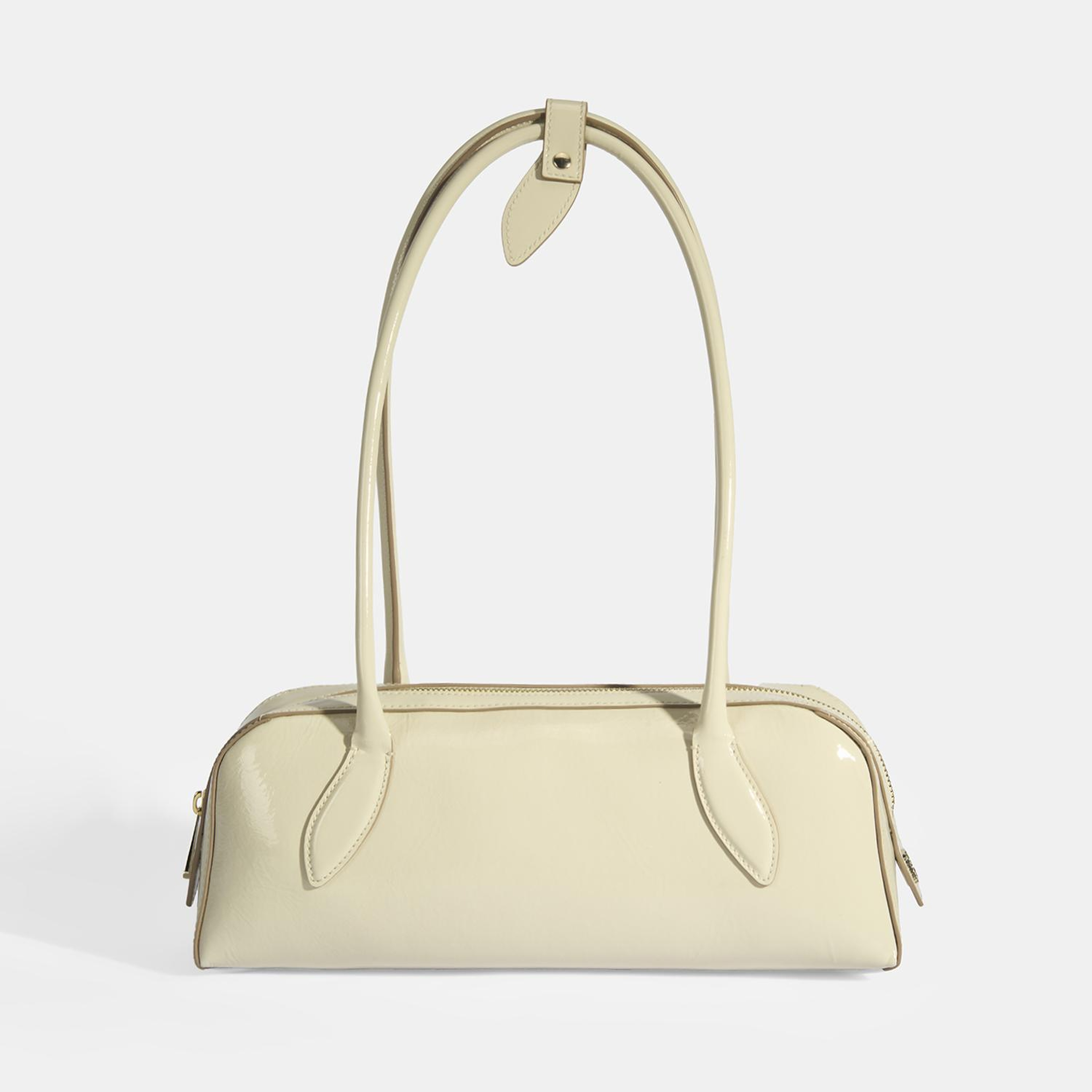 Limited Edition Bej Kadın Yaprak Detaylı Deri Omuz Çantası